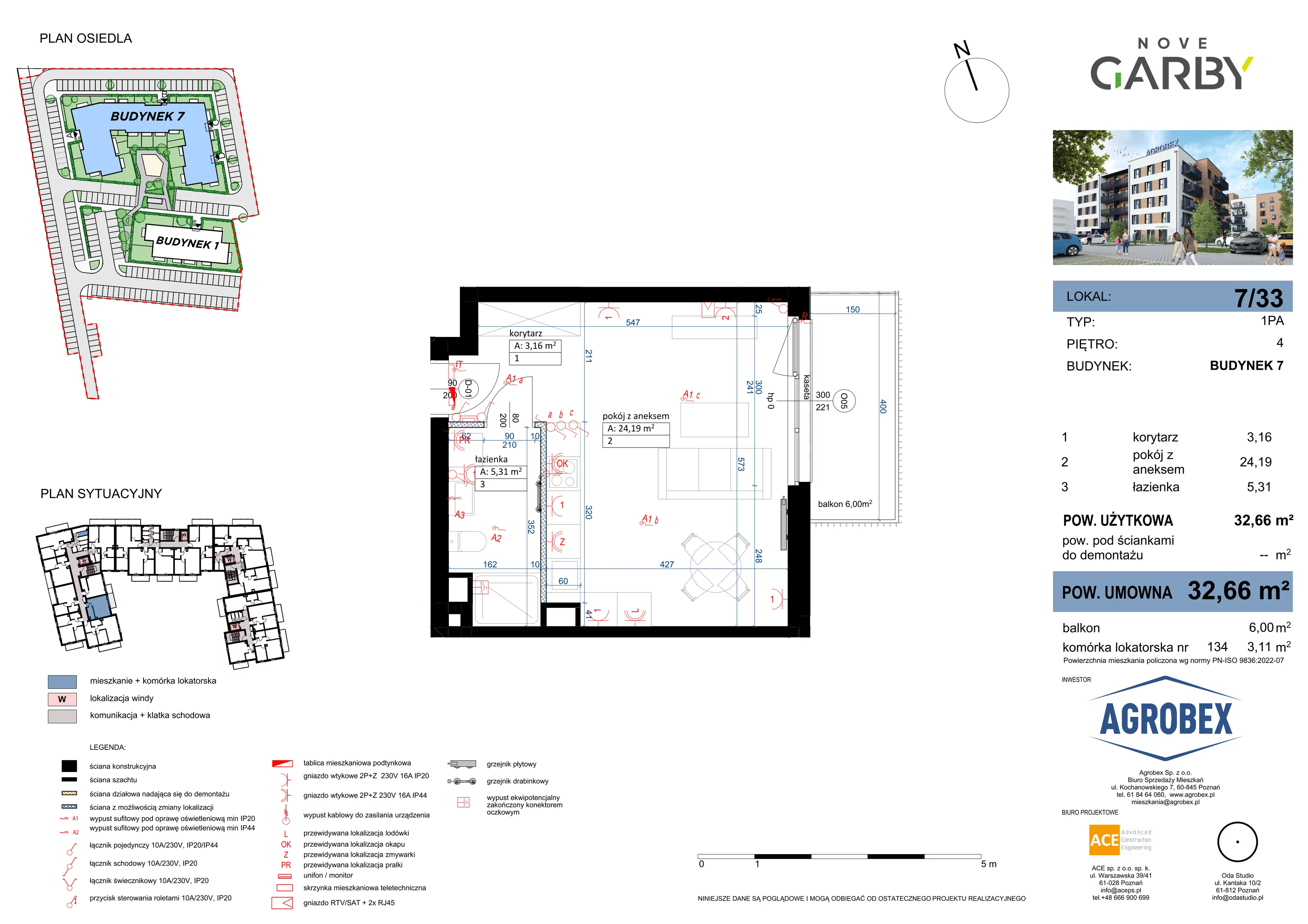 Mieszkanie 32,66 m², piętro 4, oferta nr 7/M33, Nove Garby, Garby, ul. Tulecka