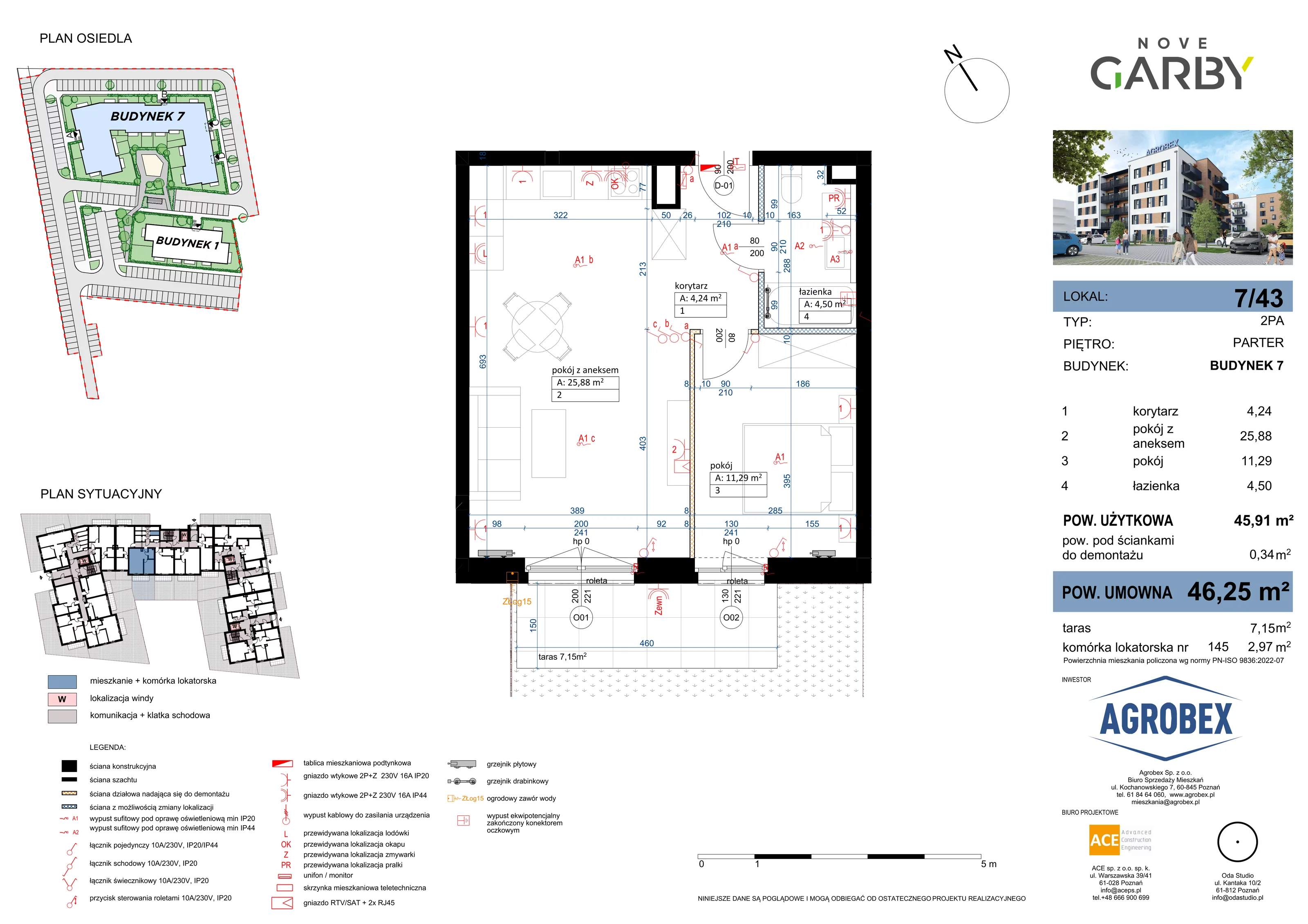 Mieszkanie 46,25 m², parter, oferta nr 7/M43, Nove Garby, Garby, ul. Tulecka