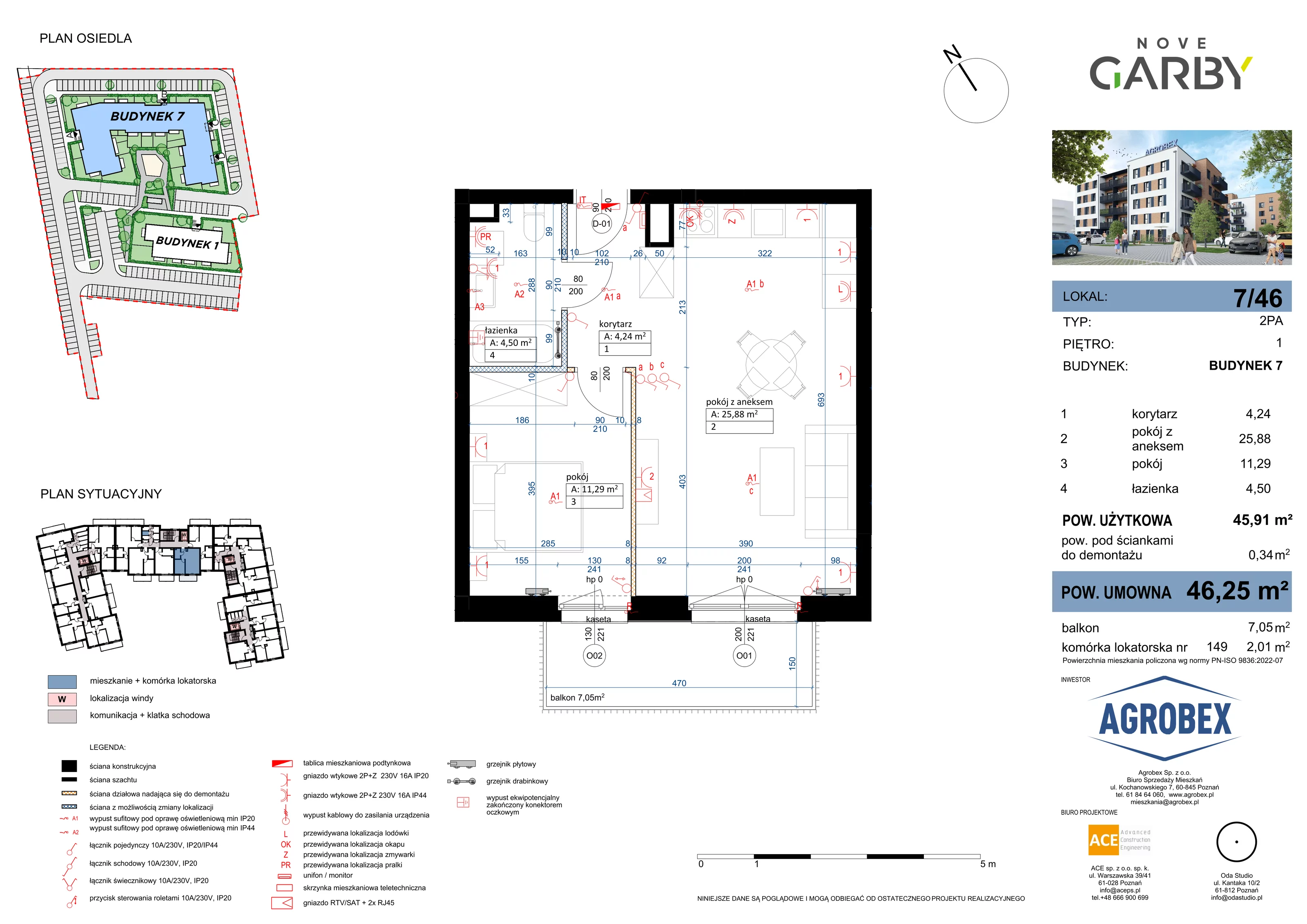 Mieszkanie 46,25 m², piętro 1, oferta nr 7/M46, Nove Garby, Garby, ul. Tulecka