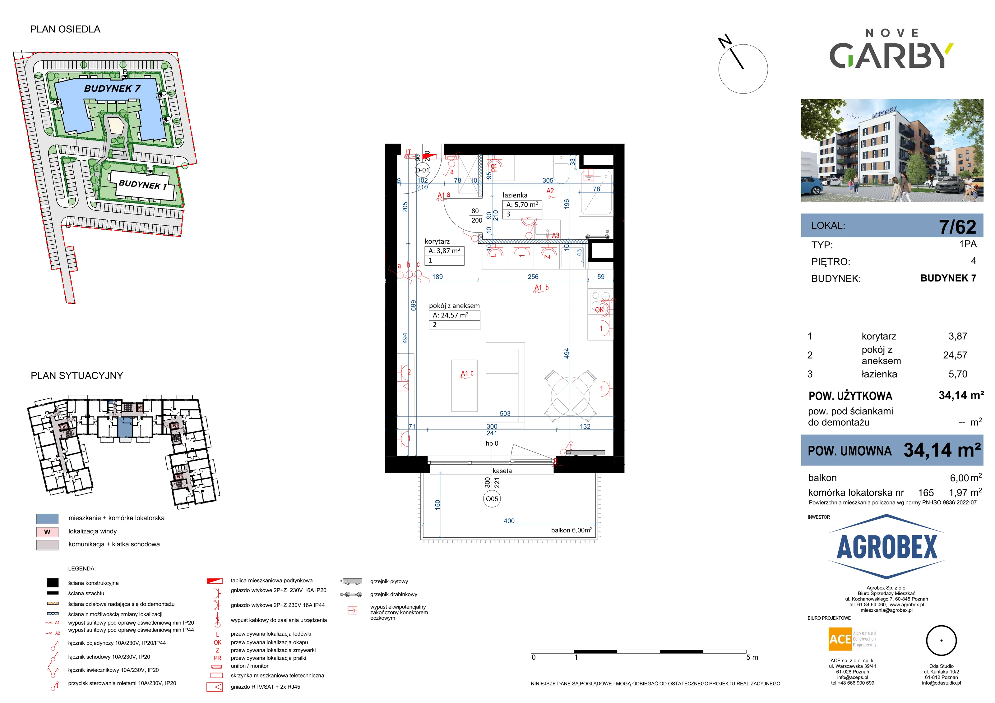 Mieszkanie 34,14 m², piętro 4, oferta nr 7/M62, Nove Garby, Garby, ul. Tulecka