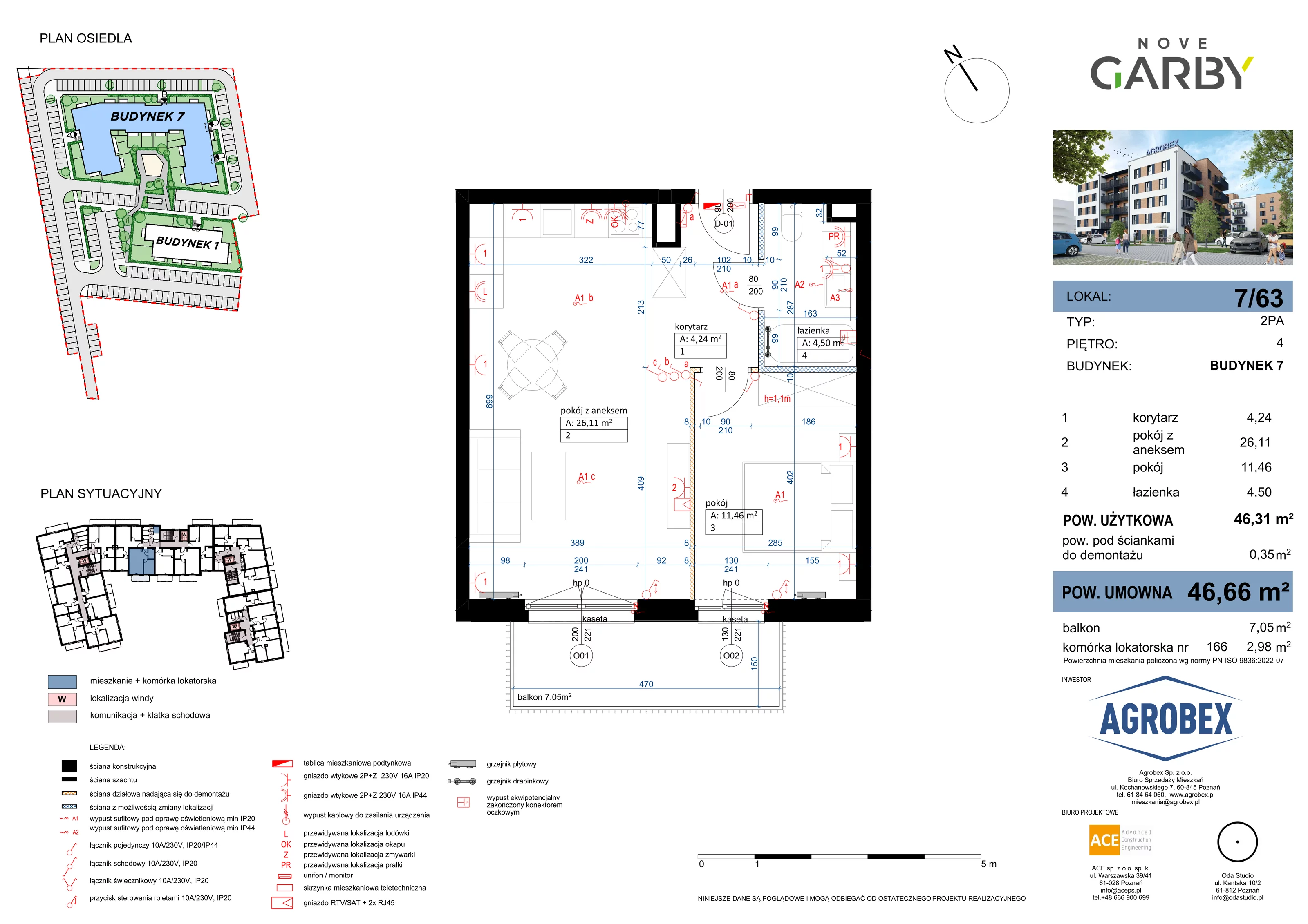 Mieszkanie 46,66 m², piętro 4, oferta nr 7/M63, Nove Garby, Garby, ul. Tulecka