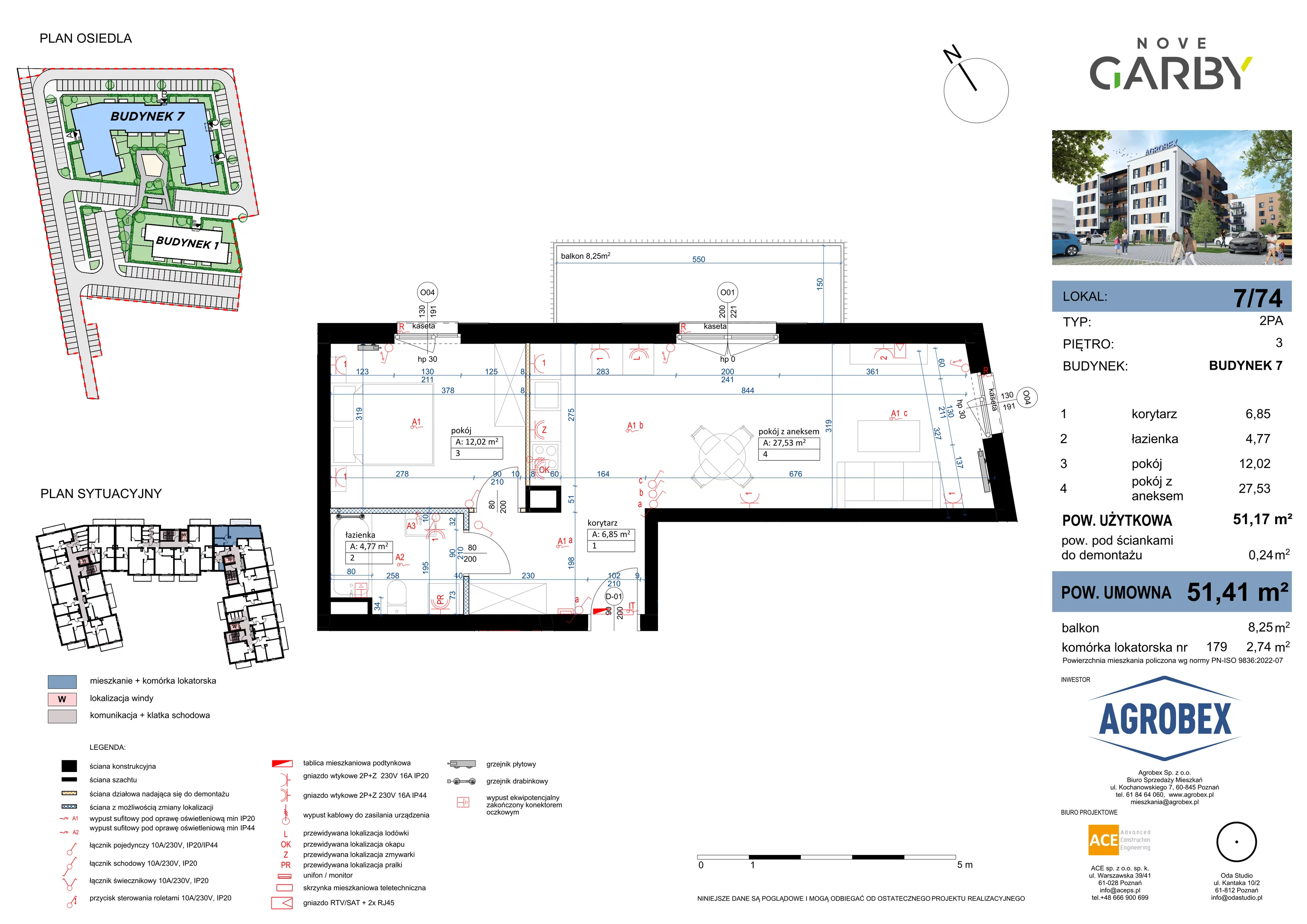 Mieszkanie 51,41 m², piętro 3, oferta nr 7/M74, Nove Garby, Garby, ul. Tulecka