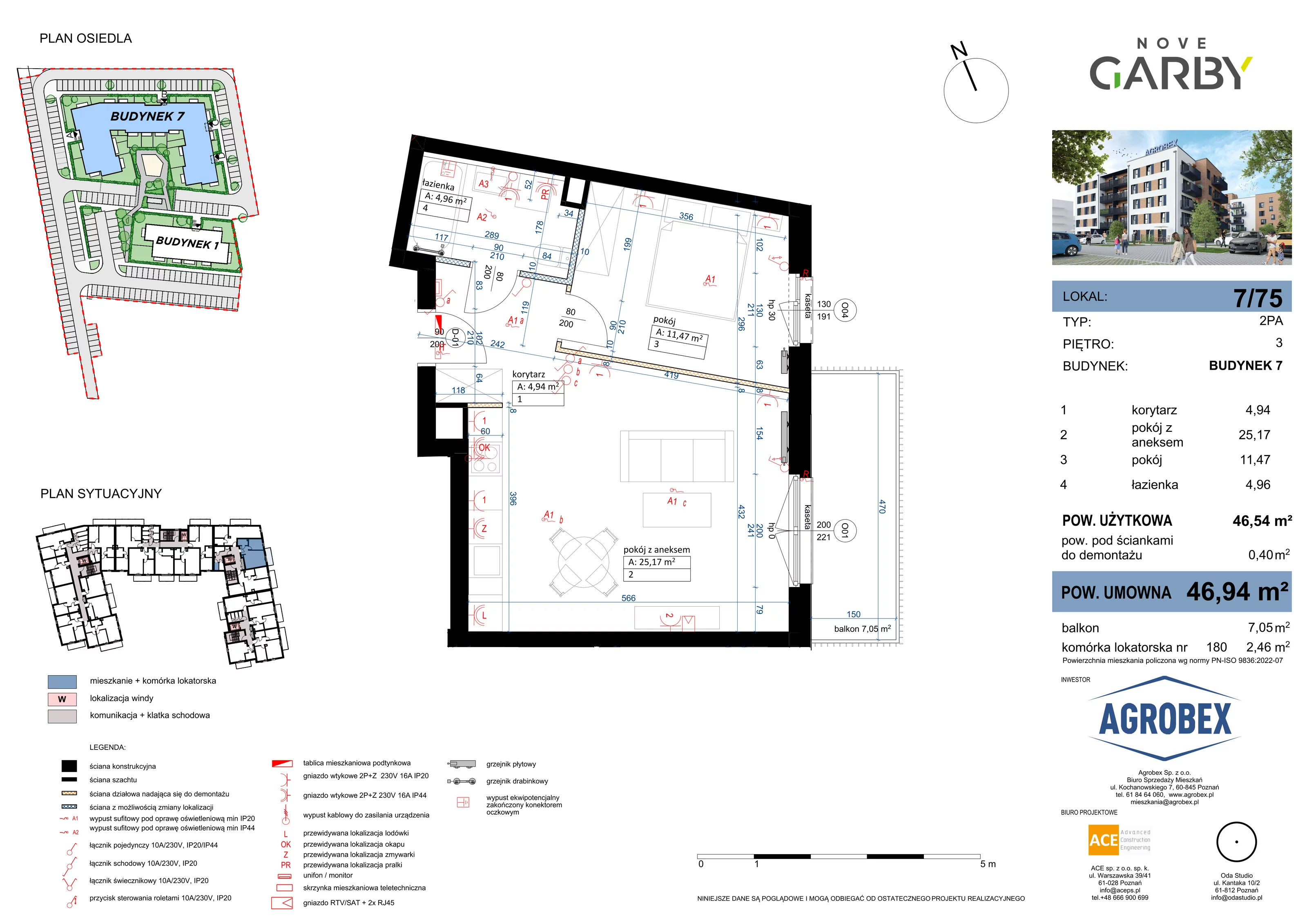 Mieszkanie 46,94 m², piętro 3, oferta nr 7/M75, Nove Garby, Garby, ul. Tulecka