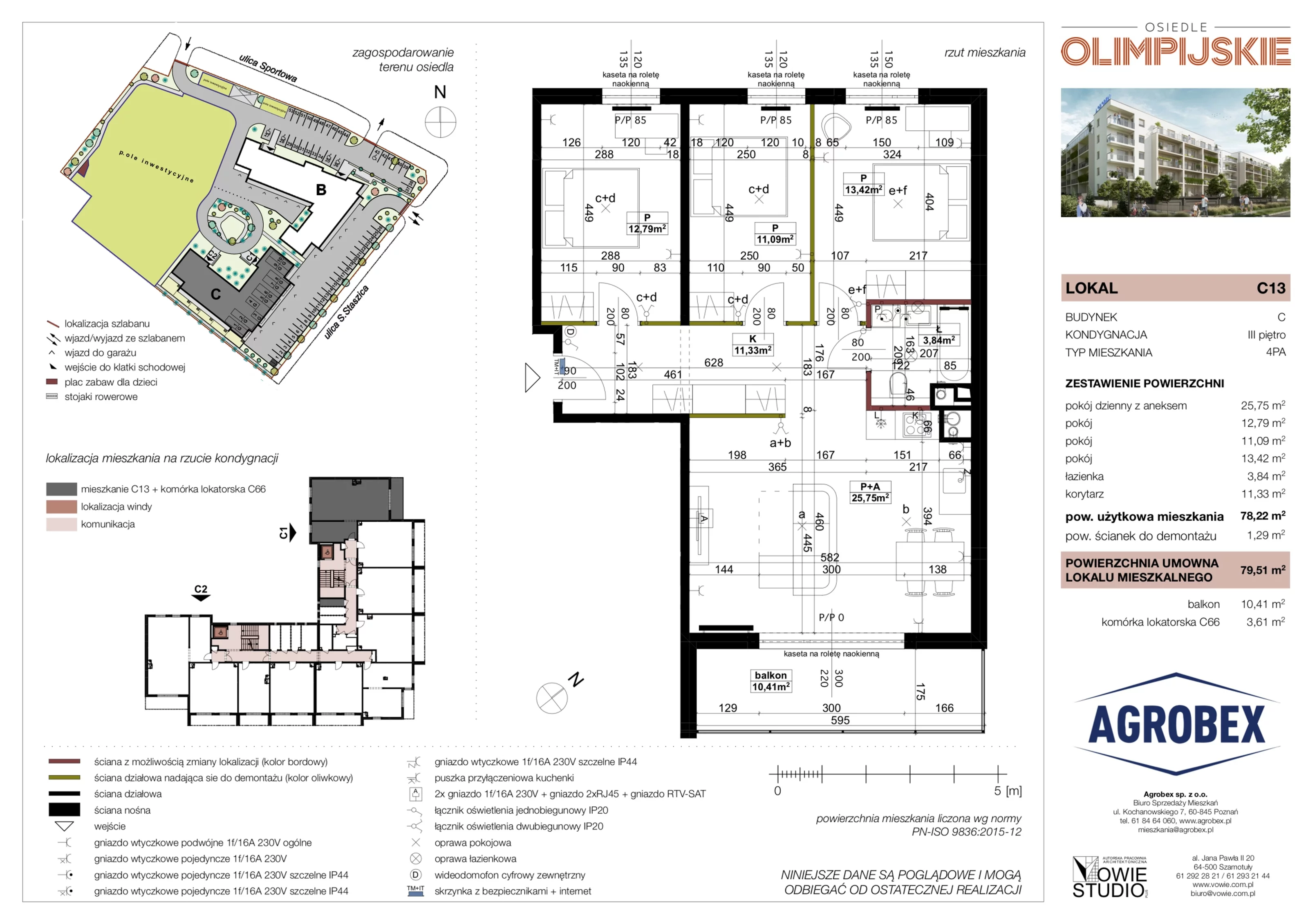 4 pokoje, mieszkanie 79,51 m², piętro 3, oferta nr C13, ulica Staszica, Szamotuły, ul. Sportowa