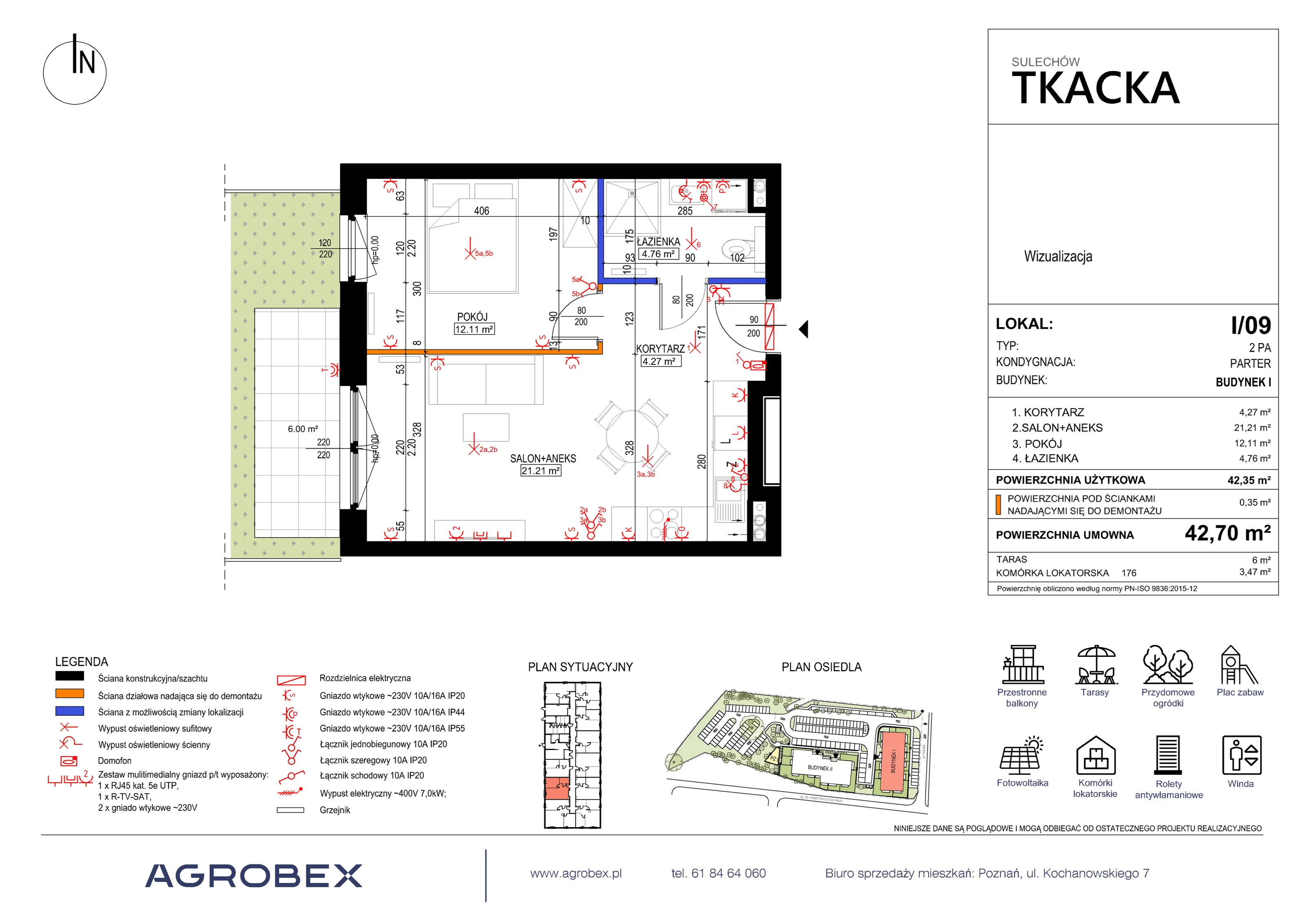 Mieszkanie 42,70 m², parter, oferta nr 1/09, Osiedle Tkacka, Sulechów, ul. Tkacka