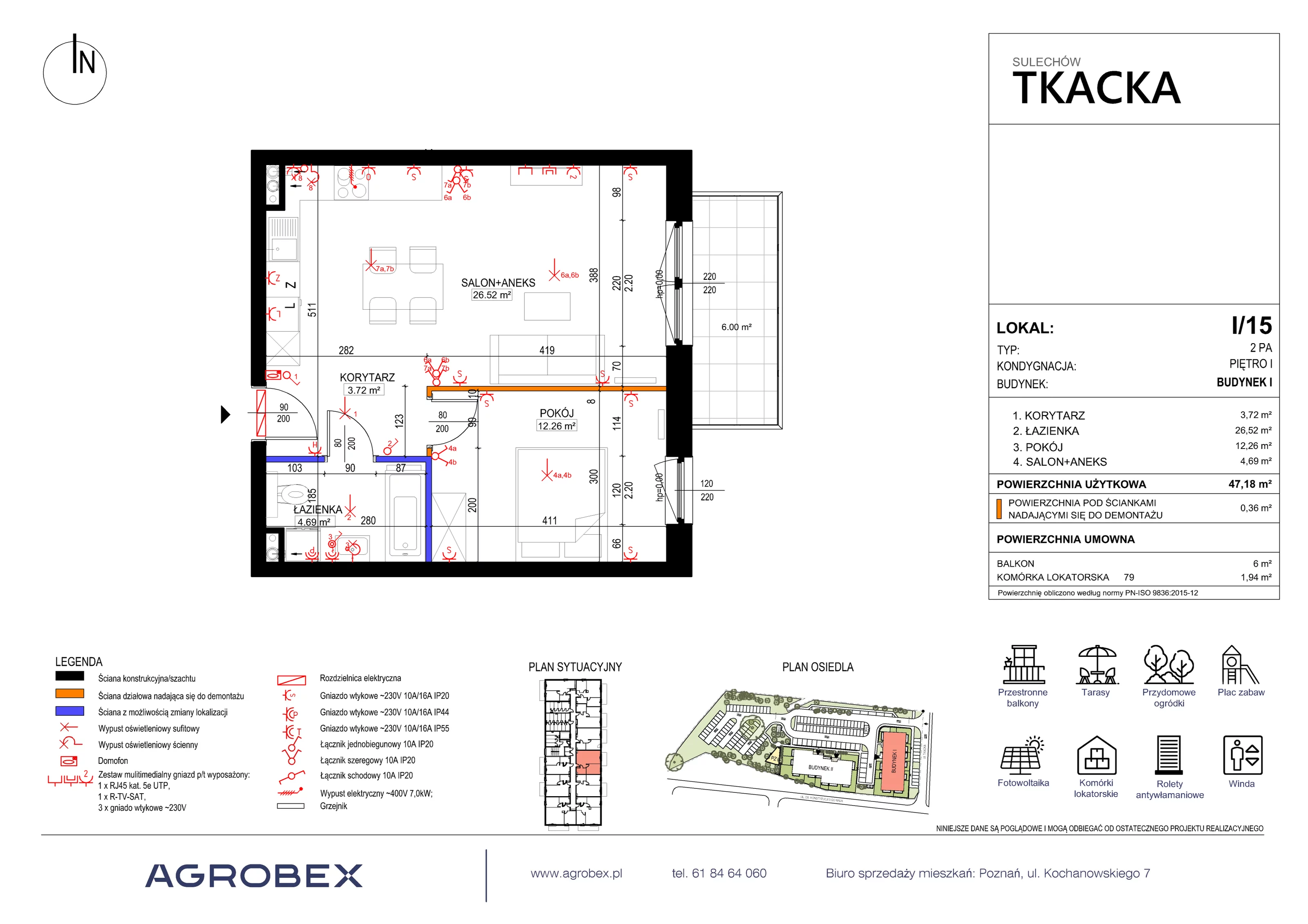 Mieszkanie 47,54 m², piętro 1, oferta nr 1/15, Osiedle Tkacka, Sulechów, ul. Tkacka