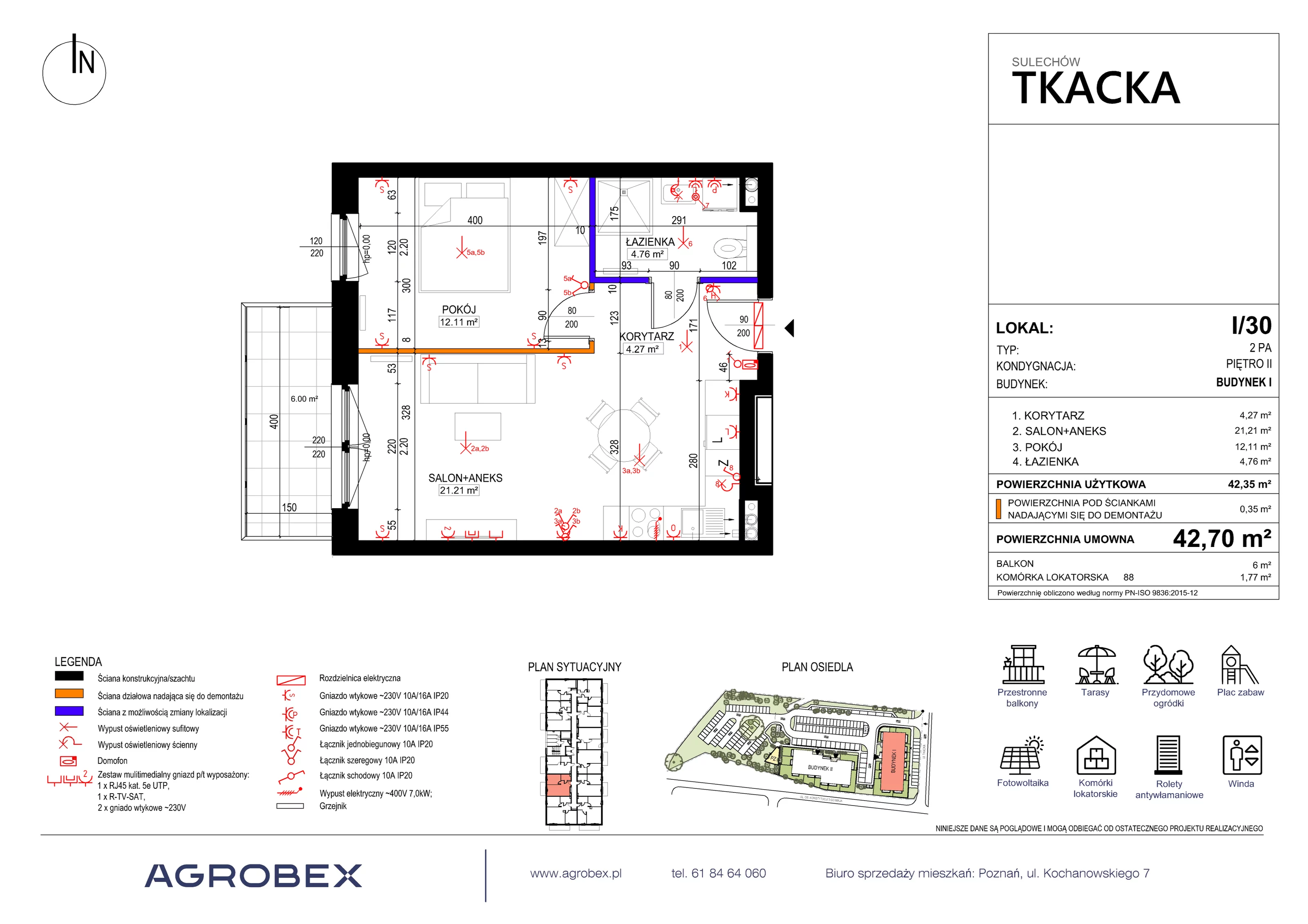 Mieszkanie 42,70 m², piętro 2, oferta nr 1/30, Osiedle Tkacka, Sulechów, ul. Tkacka