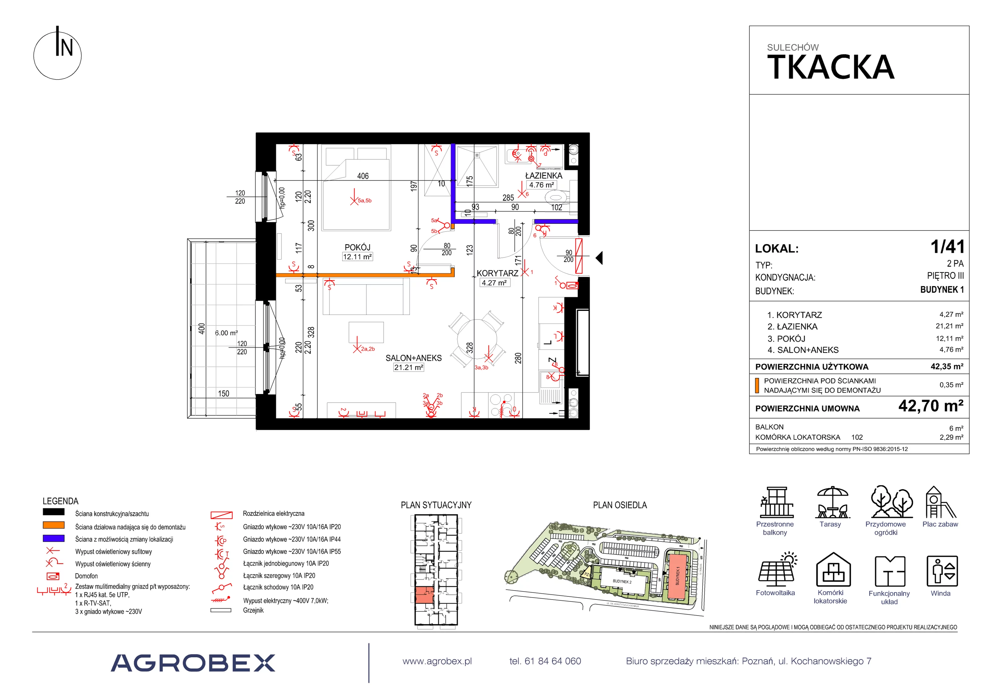 Mieszkanie 42,70 m², piętro 3, oferta nr 1/41, Osiedle Tkacka, Sulechów, ul. Tkacka