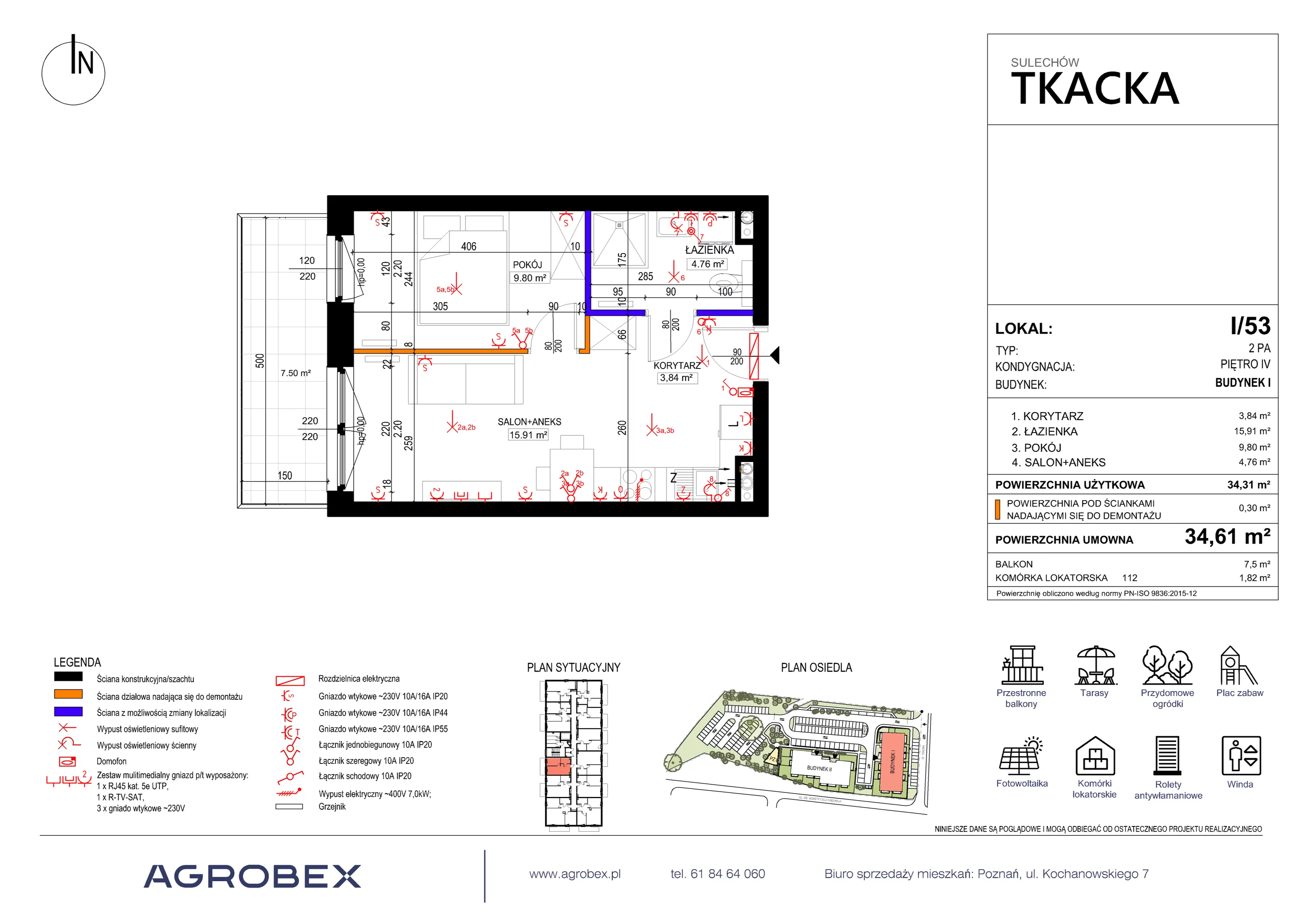 Mieszkanie 34,61 m², piętro 4, oferta nr 1/53, Osiedle Tkacka, Sulechów, ul. Tkacka