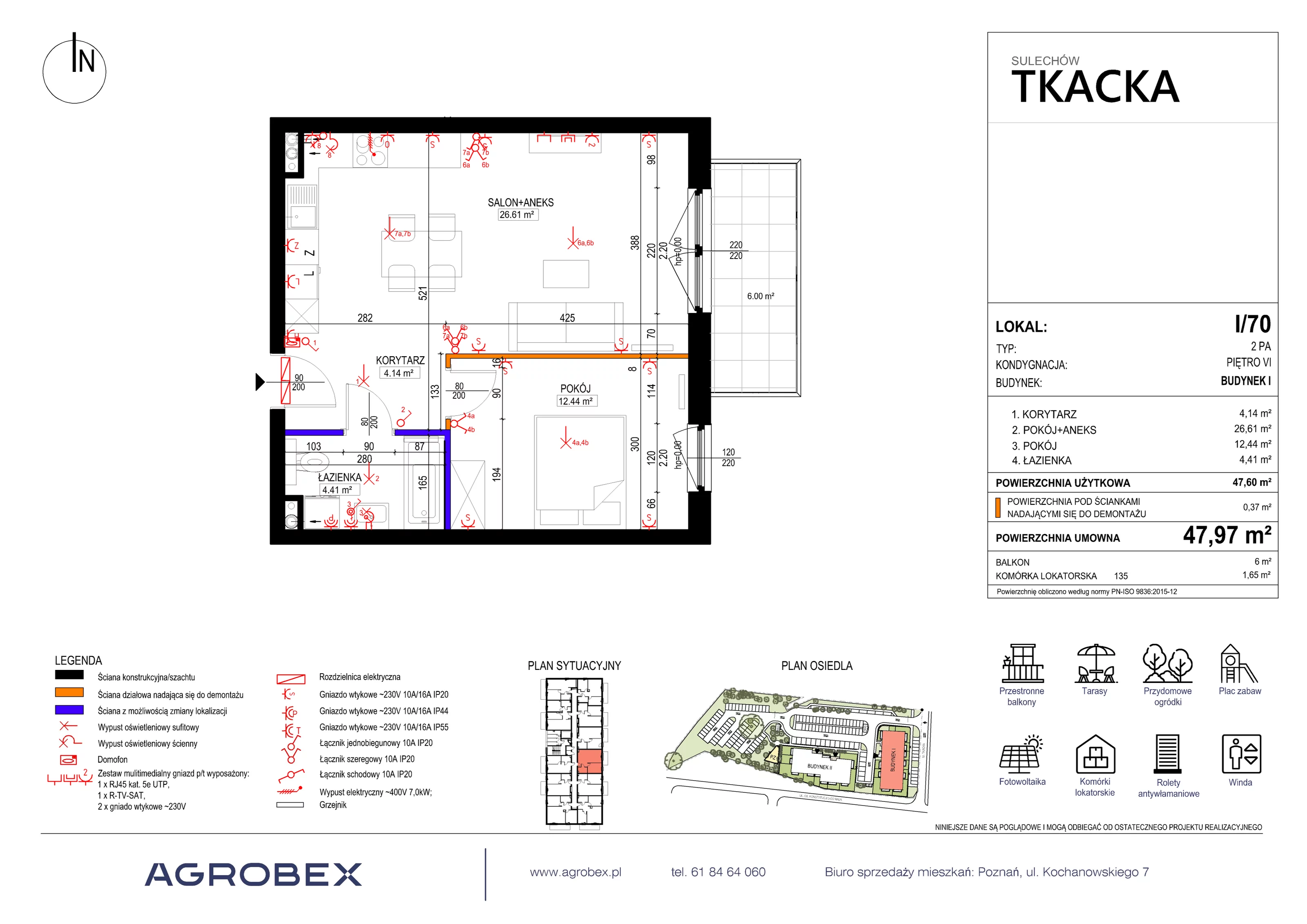 Mieszkanie 47,97 m², piętro 6, oferta nr 1/70, Osiedle Tkacka, Sulechów, ul. Tkacka