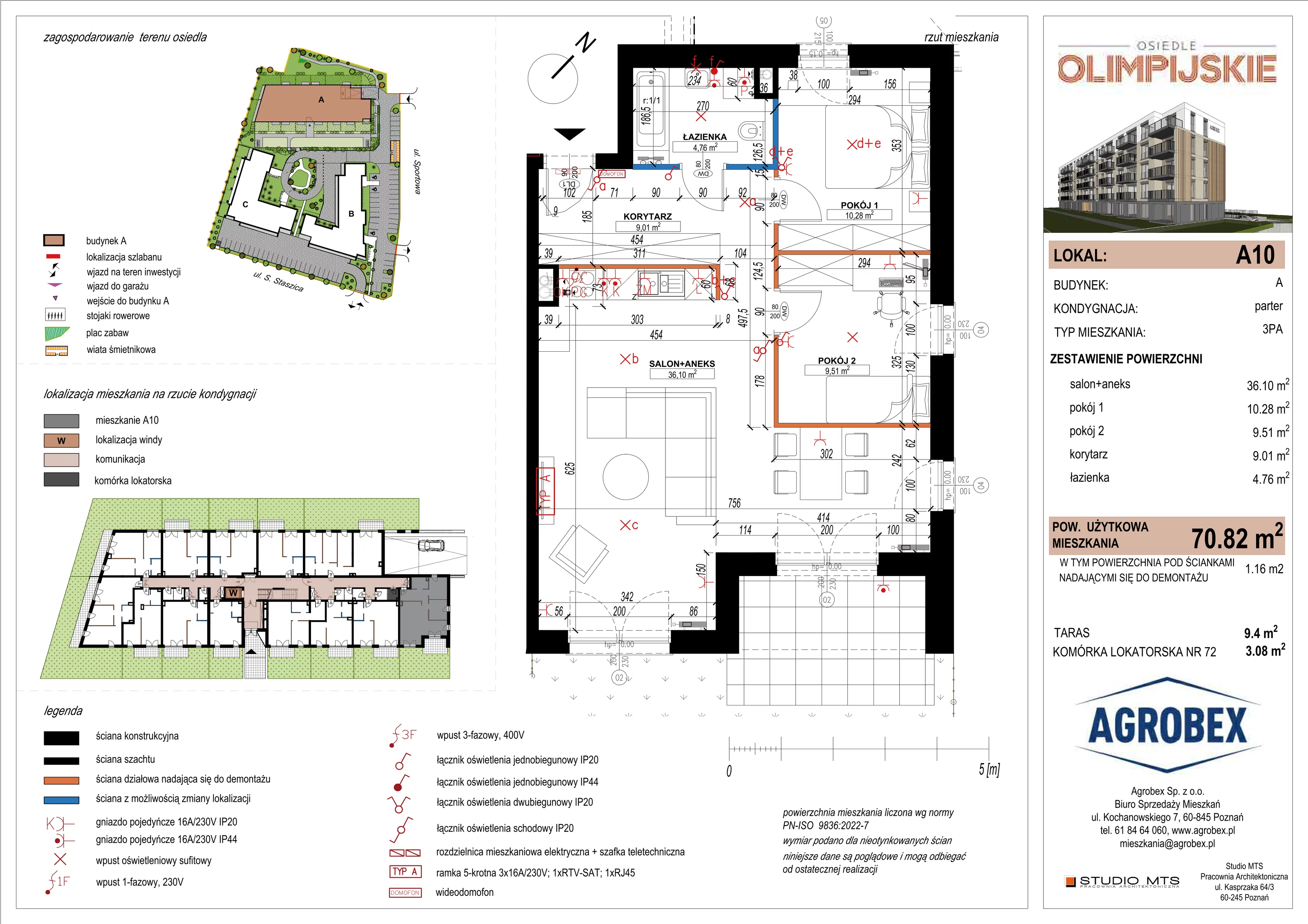 3 pokoje, mieszkanie 69,66 m², parter, oferta nr A10, ulica Staszica etap A, Szamotuły, ul. Sportowa