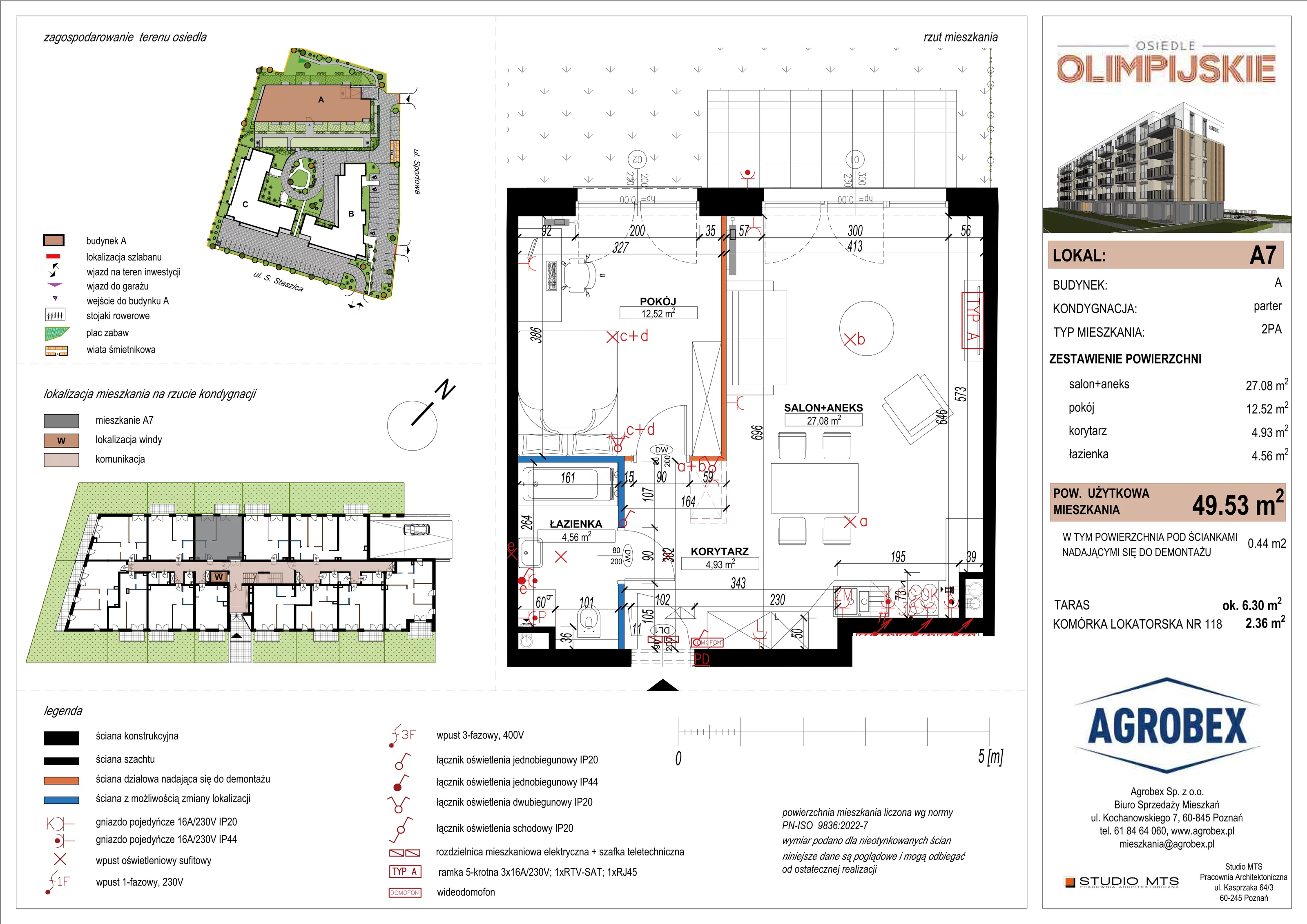 2 pokoje, mieszkanie 49,09 m², parter, oferta nr A7, ulica Staszica etap A, Szamotuły, ul. Sportowa