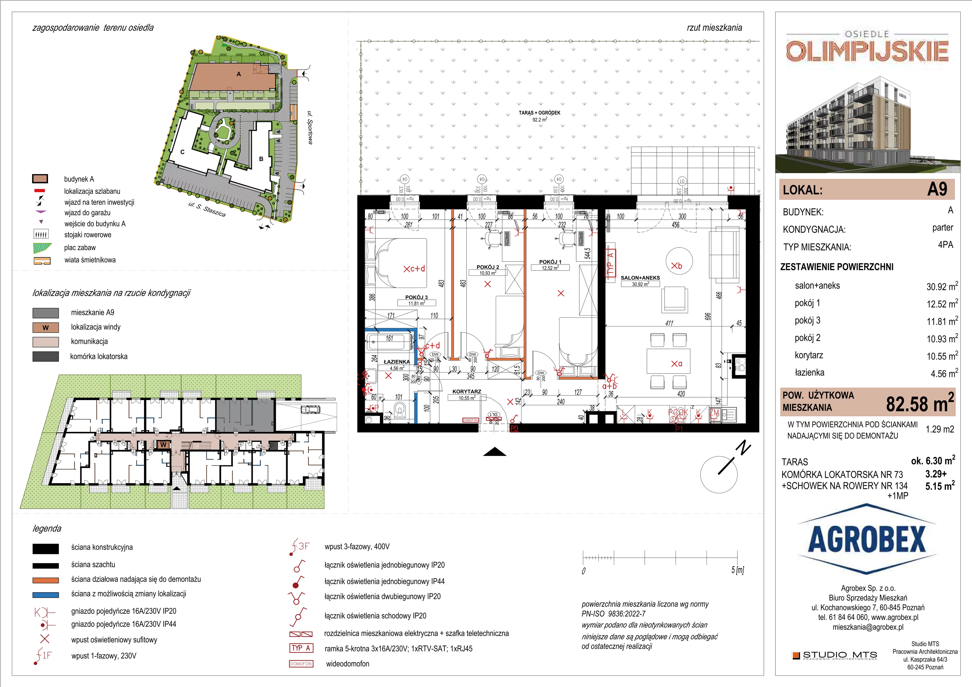 4 pokoje, mieszkanie 81,28 m², parter, oferta nr A9, ulica Staszica etap A, Szamotuły, ul. Sportowa