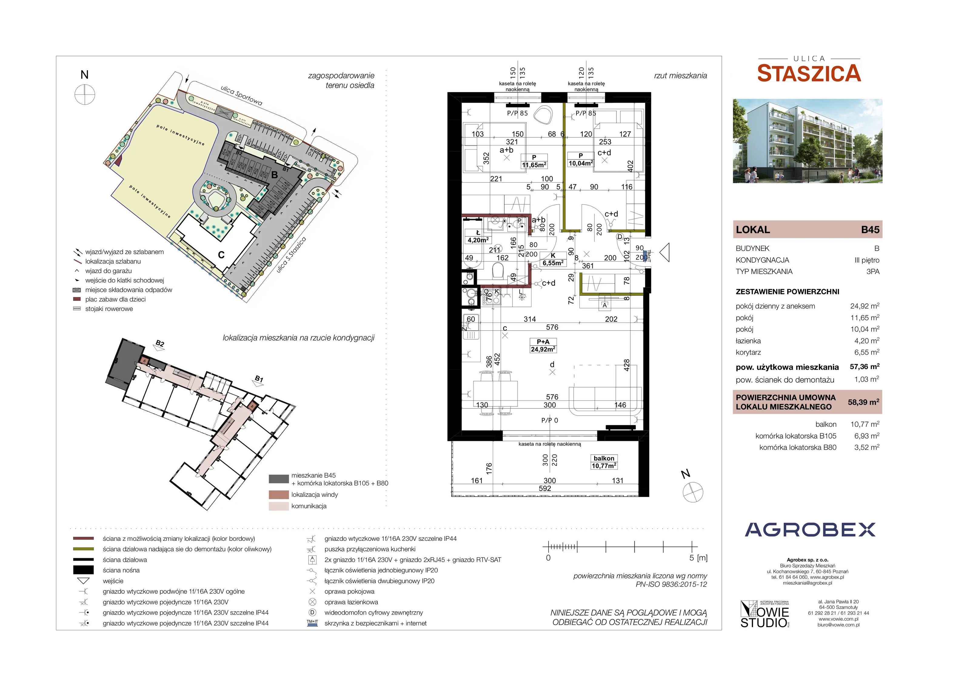 3 pokoje, mieszkanie 58,39 m², piętro 3, oferta nr B45, ulica Staszica, Szamotuły, ul. Sportowa