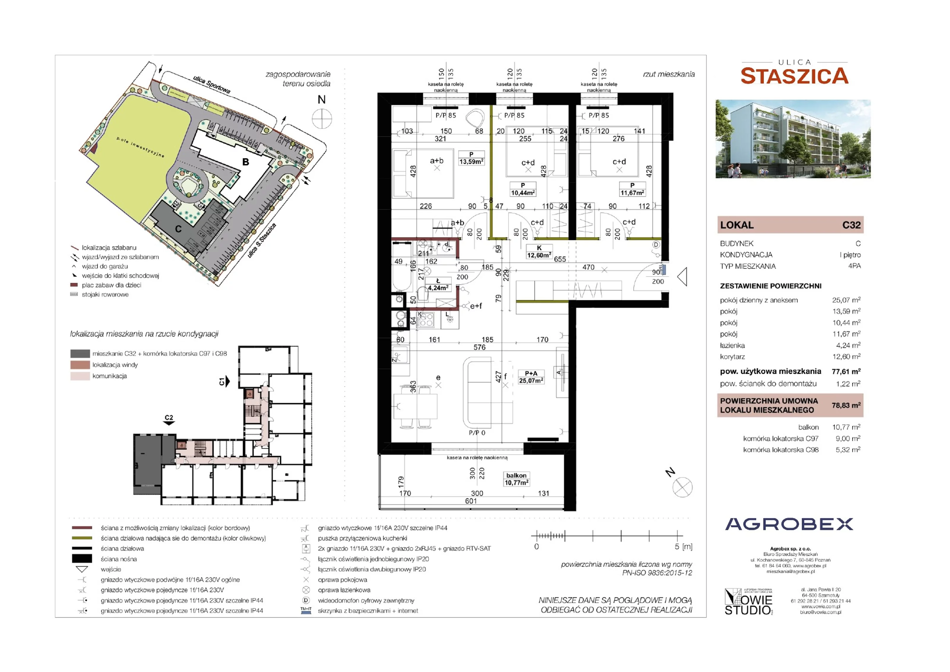 4 pokoje, mieszkanie 78,69 m², piętro 1, oferta nr C32, ulica Staszica, Szamotuły, ul. Sportowa