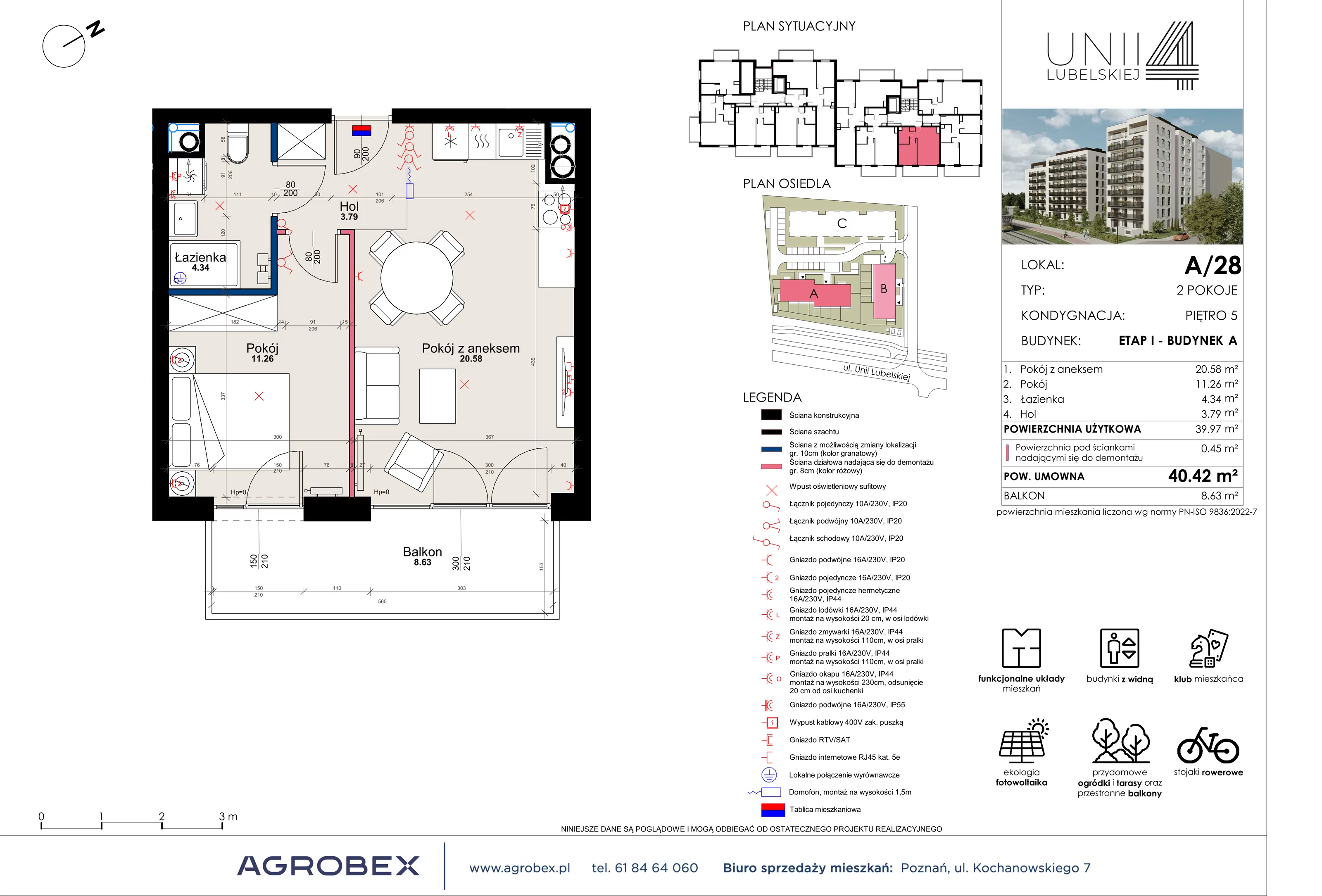 Mieszkanie 40,42 m², piętro 5, oferta nr A/28, Unii Lubelskiej 4, Poznań, Nowe Miasto, Starołęka, ul. Unii Lubelskiej 4