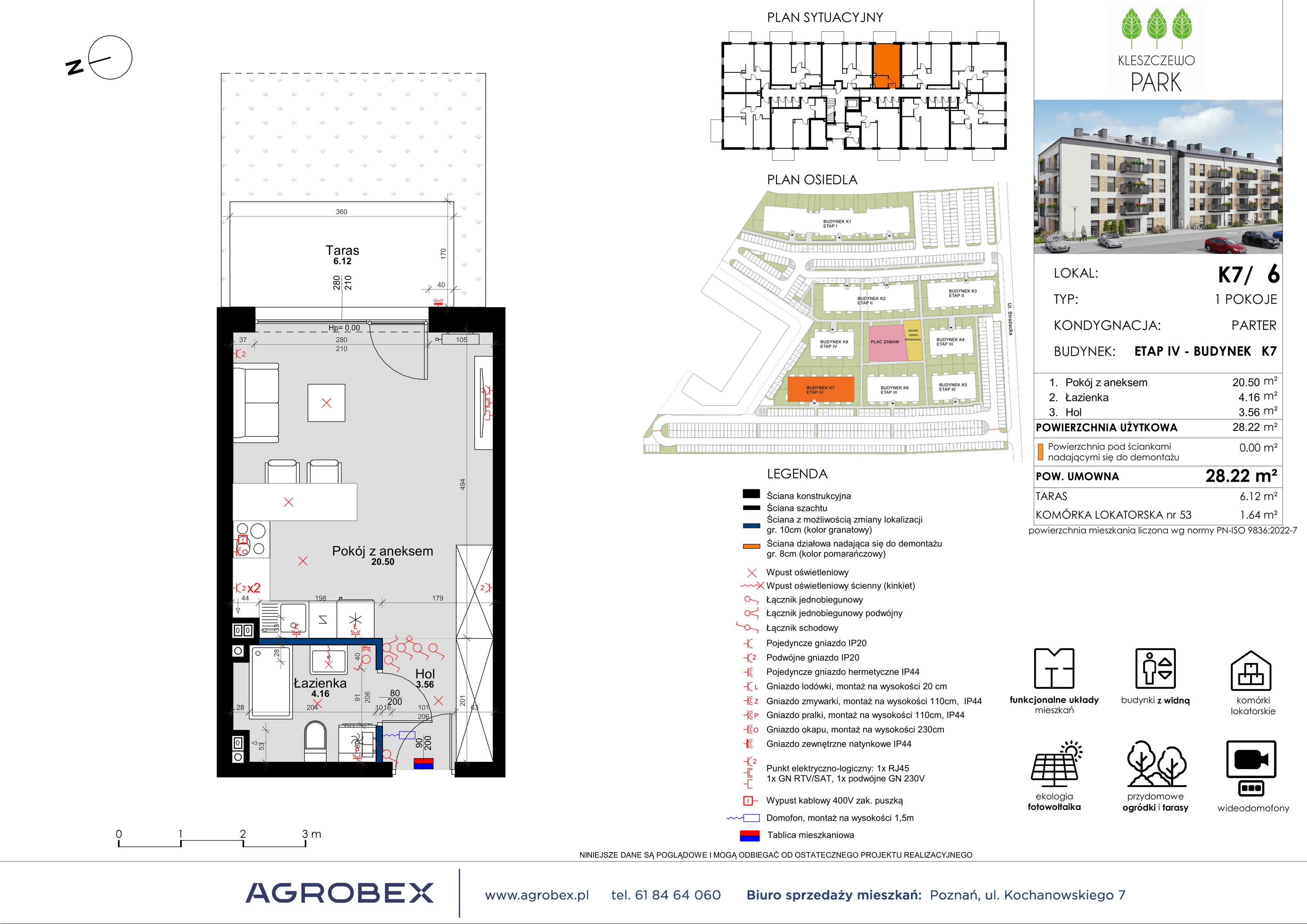 Mieszkanie 28,22 m², parter, oferta nr K7/6, Kleszczewo Park, Kleszczewo, ul. Wiesławy Szymborskiej 1