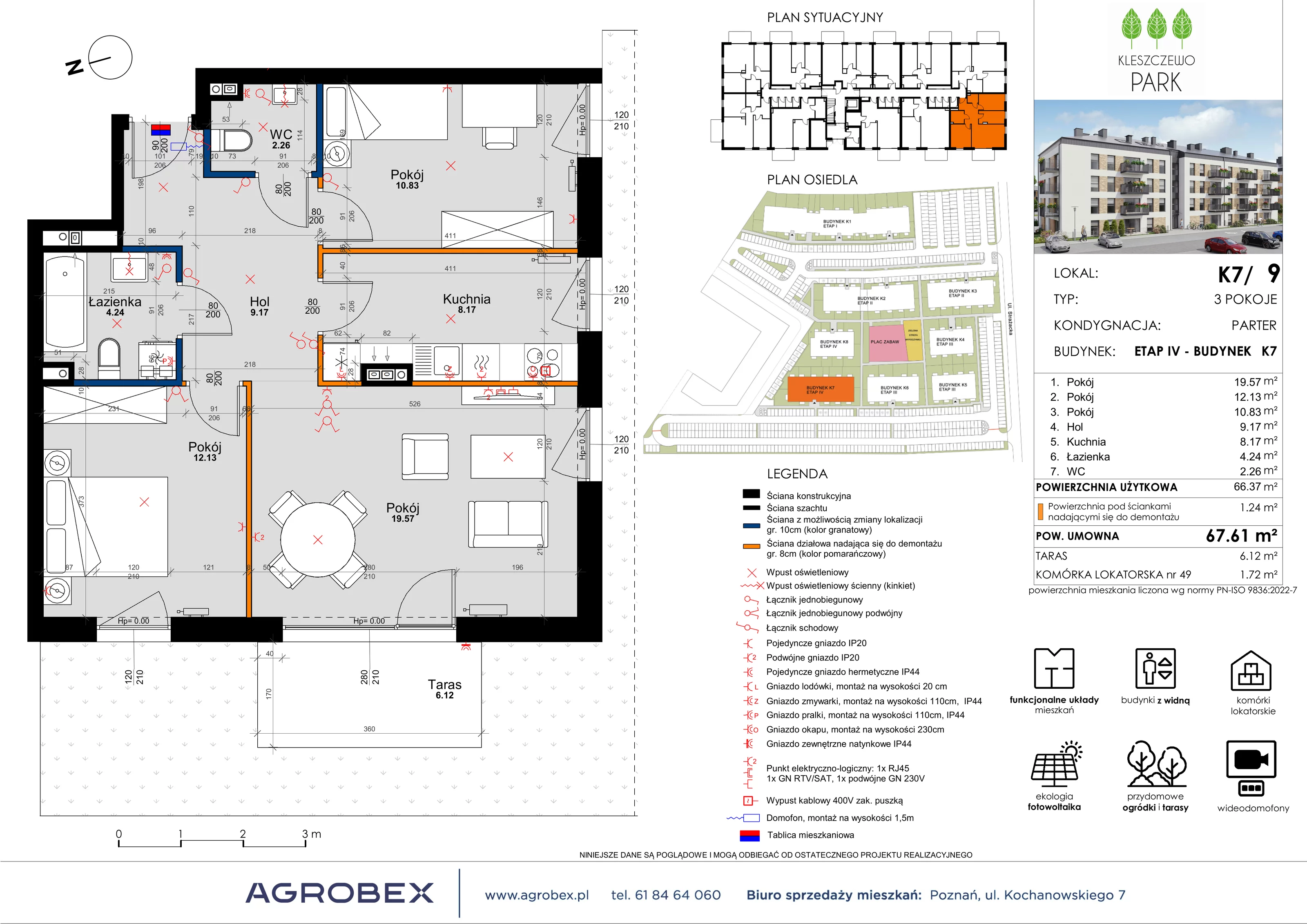 3 pokoje, mieszkanie 67,61 m², parter, oferta nr K7/9, Kleszczewo Park, Kleszczewo, ul. Wiesławy Szymborskiej 1