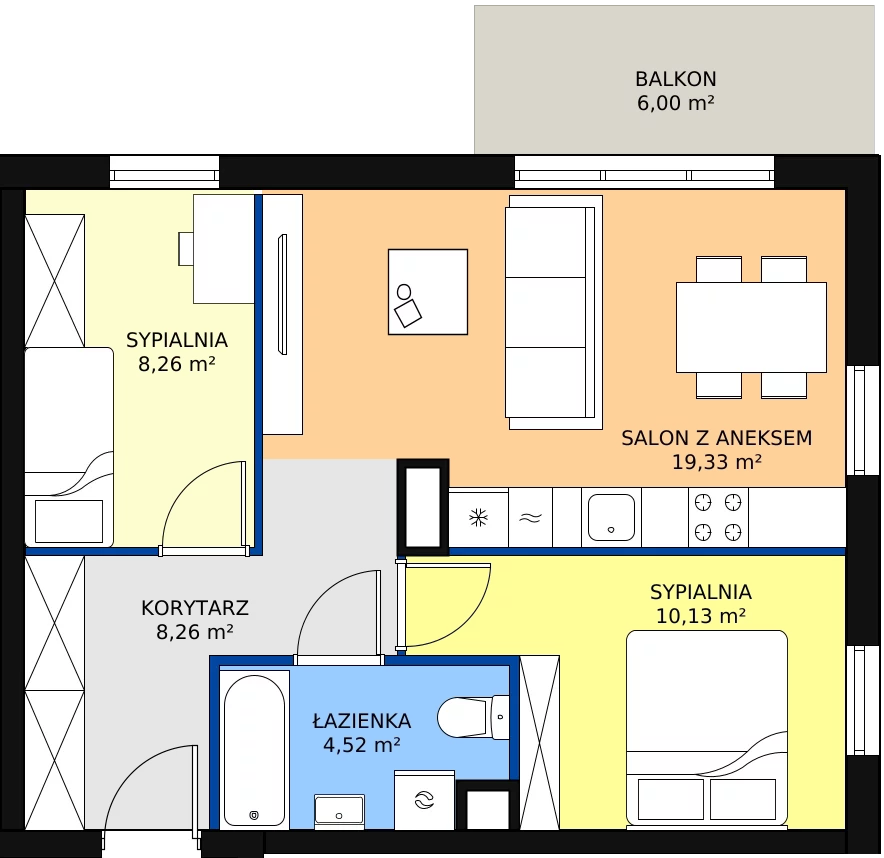 Zalety mieszkania 51.38 m², C.6.23