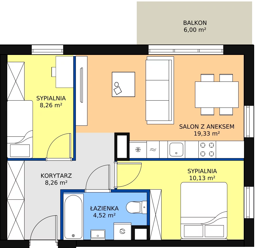 Zalety mieszkania 50.5 m², C.7.27