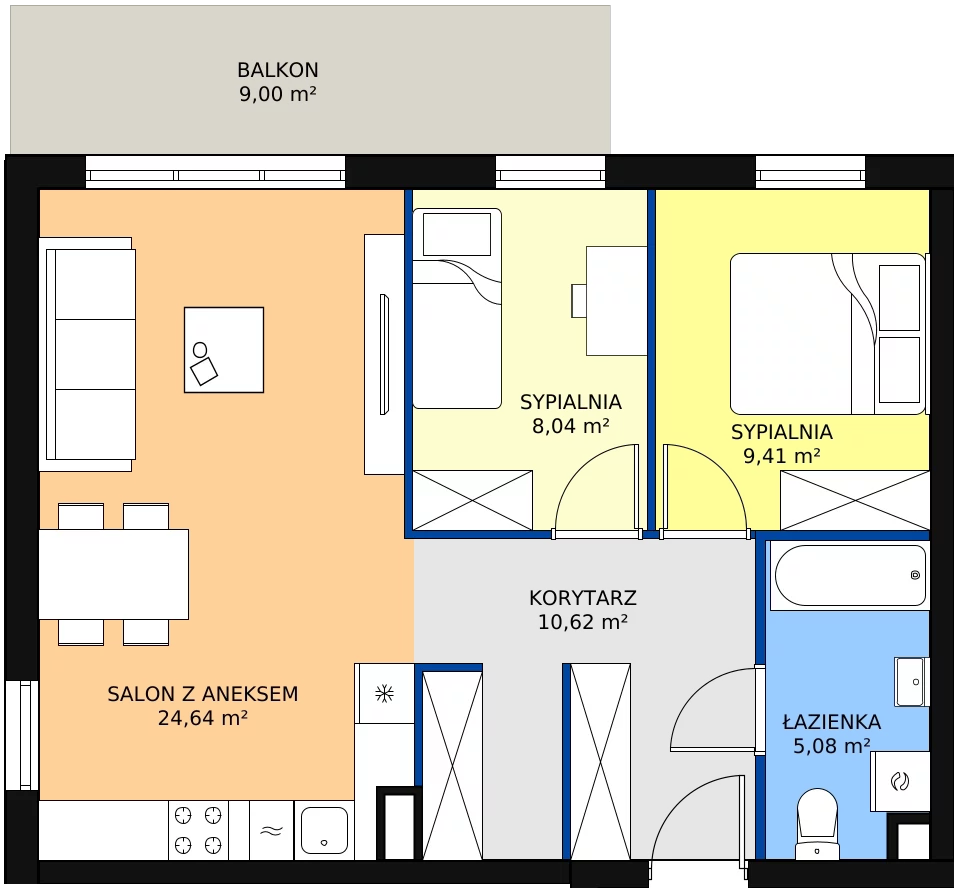 Zalety mieszkania 58.99 m², D 2.16