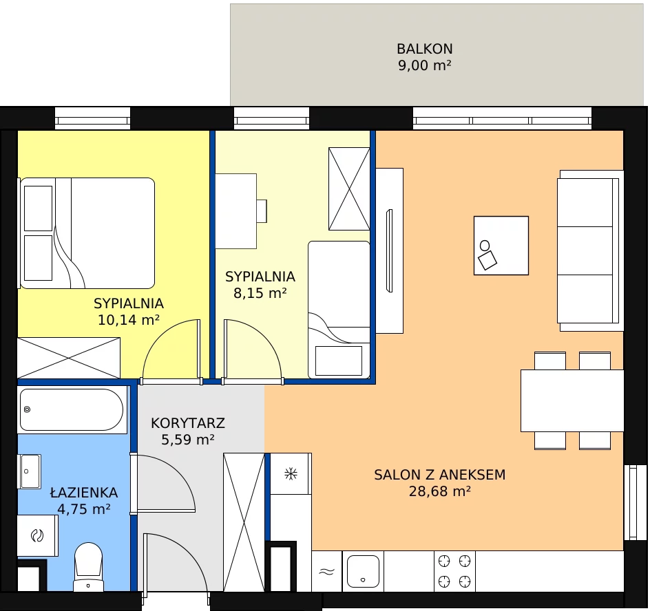 Zalety mieszkania 58.27 m², D 2.21