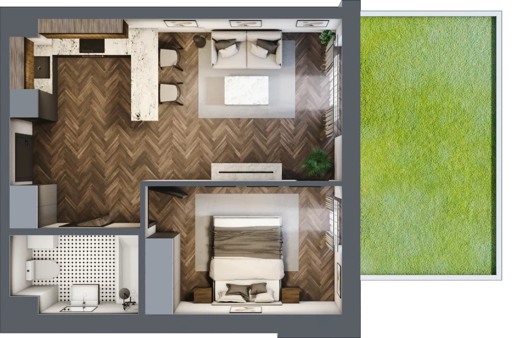 2 pokoje, apartament 42,12 m², parter, oferta nr A1, Augustówka Residence, Warszawa, Mokotów, Augustówka, ul. Kostrzyńska 18