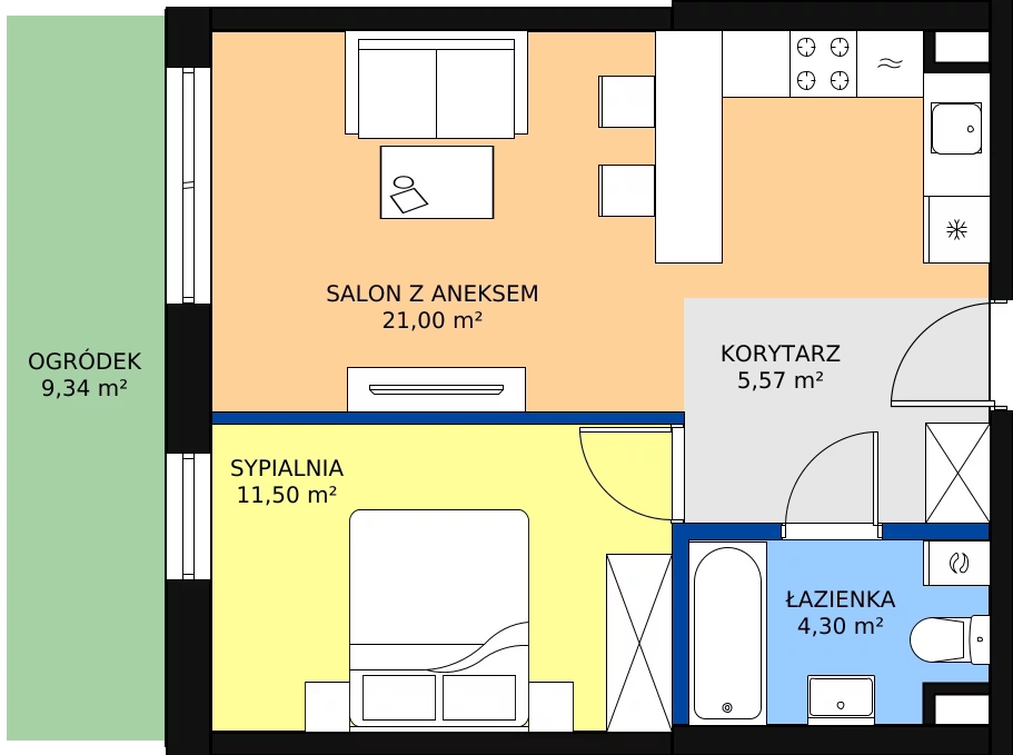 Zalety mieszkania 42.37 m², A3