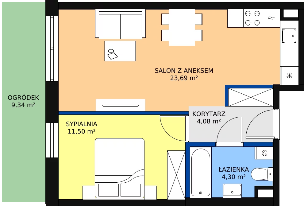 Zalety mieszkania 43.57 m², A4