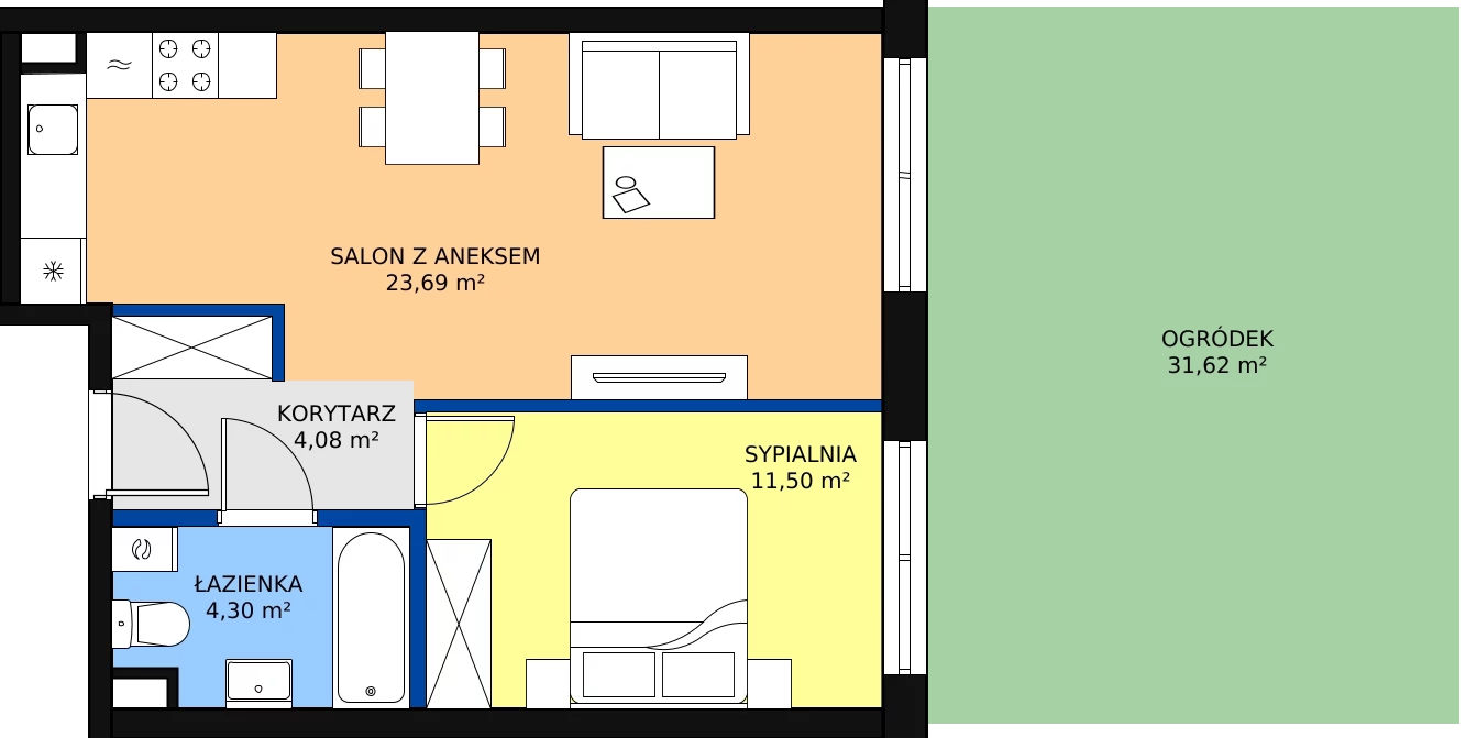 Zalety mieszkania 43.57 m², A5