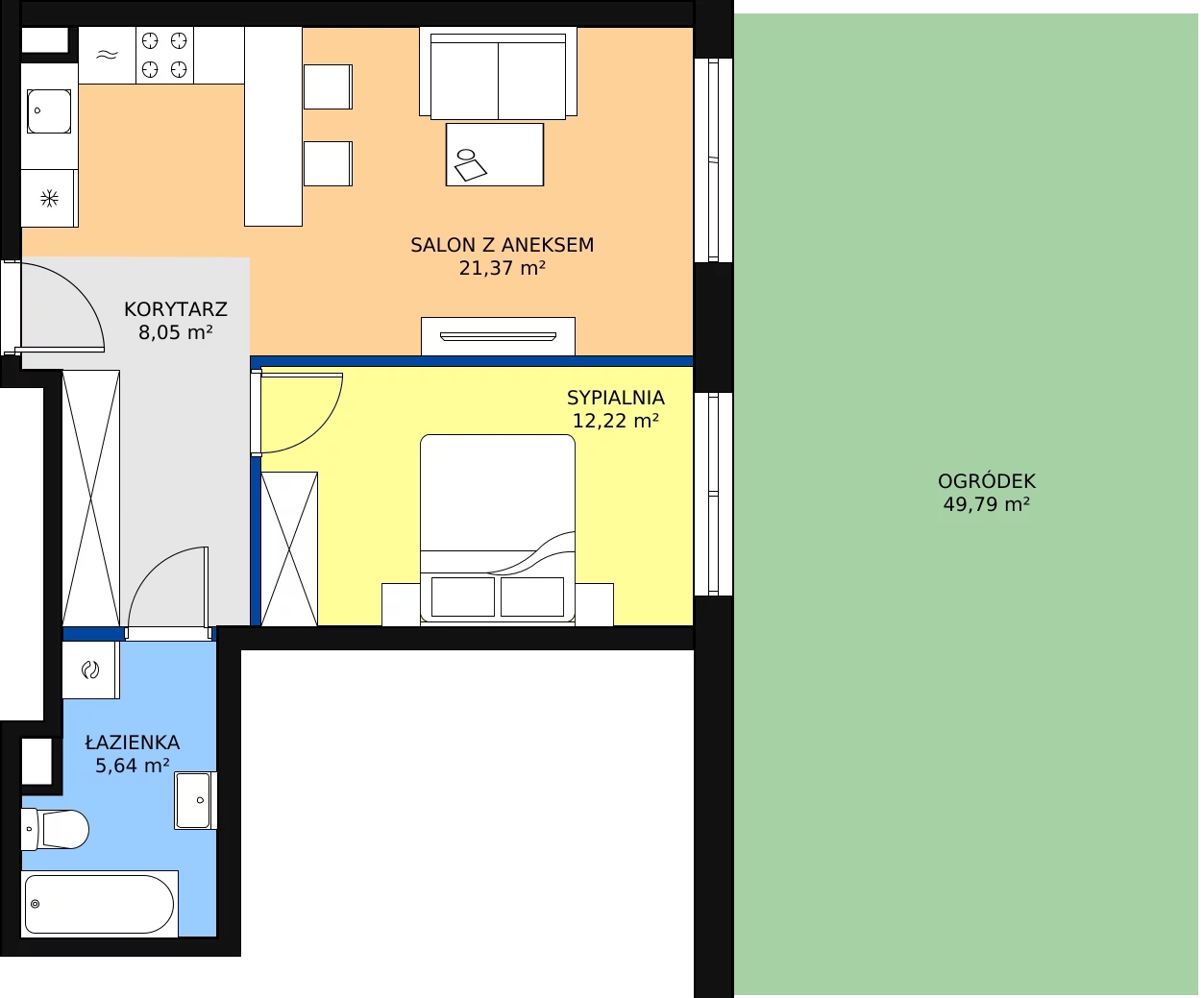 Zalety mieszkania 47.39 m², A6