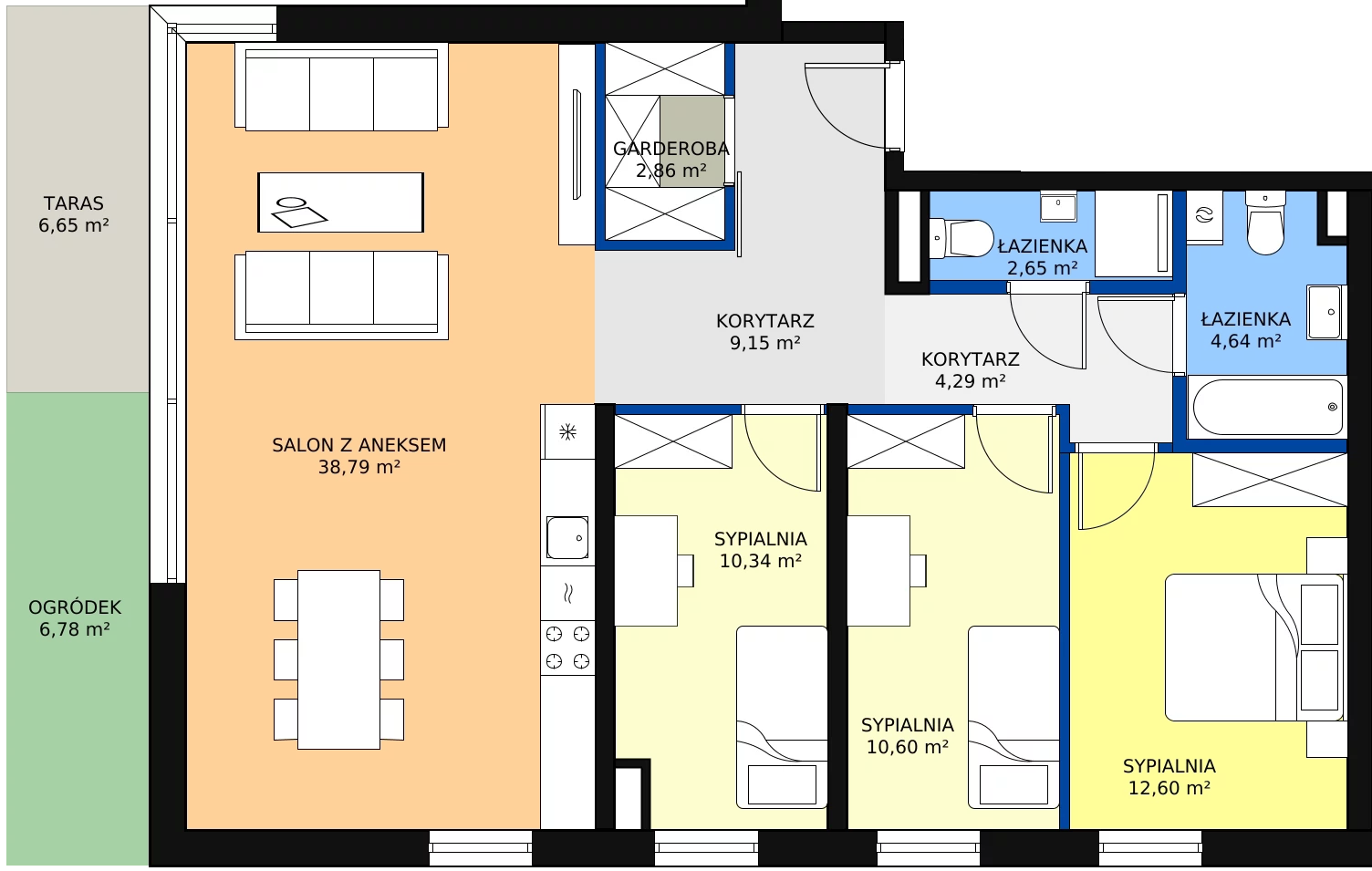 Zalety apartamentu 95.93 m², A8