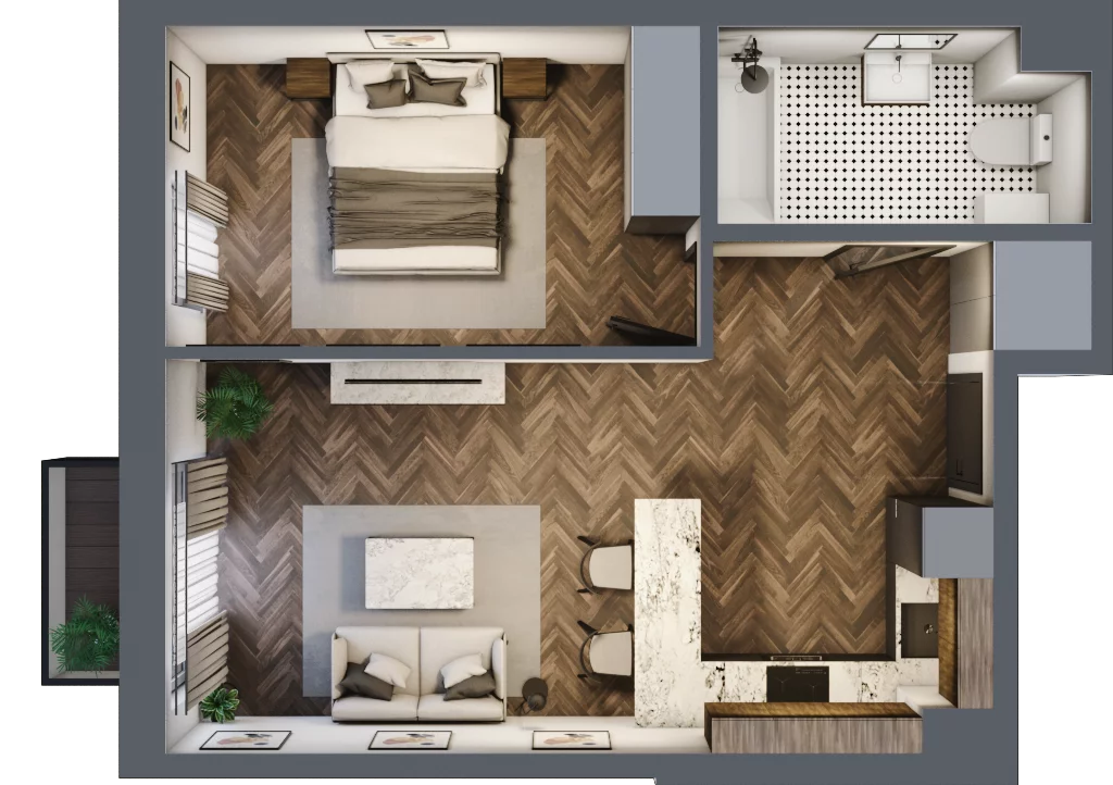 2 pokoje, mieszkanie 43,64 m², piętro 1, oferta nr A12, Augustówka Residence, Warszawa, Mokotów, Augustówka, ul. Kostrzyńska 18