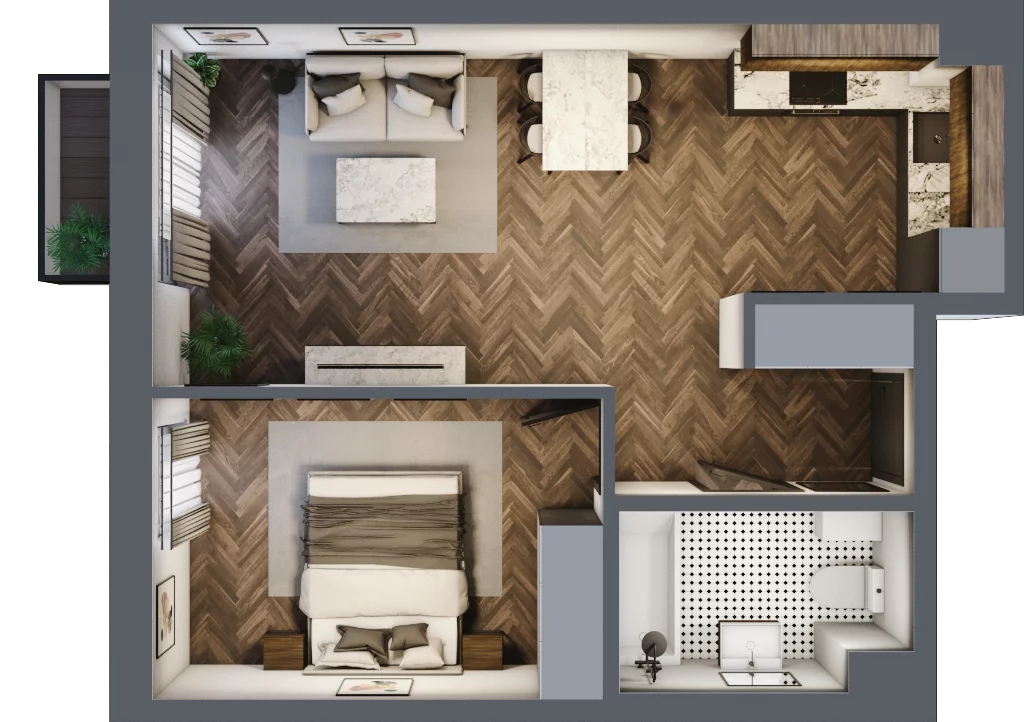 2 pokoje, mieszkanie 43,57 m², piętro 2, oferta nr A19, Augustówka Residence, Warszawa, Mokotów, Augustówka, ul. Kostrzyńska 18