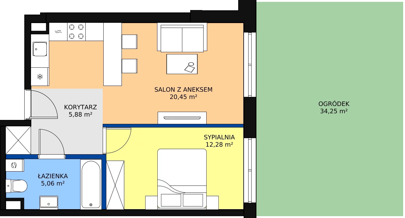 Zalety mieszkania 43.44 m², A22