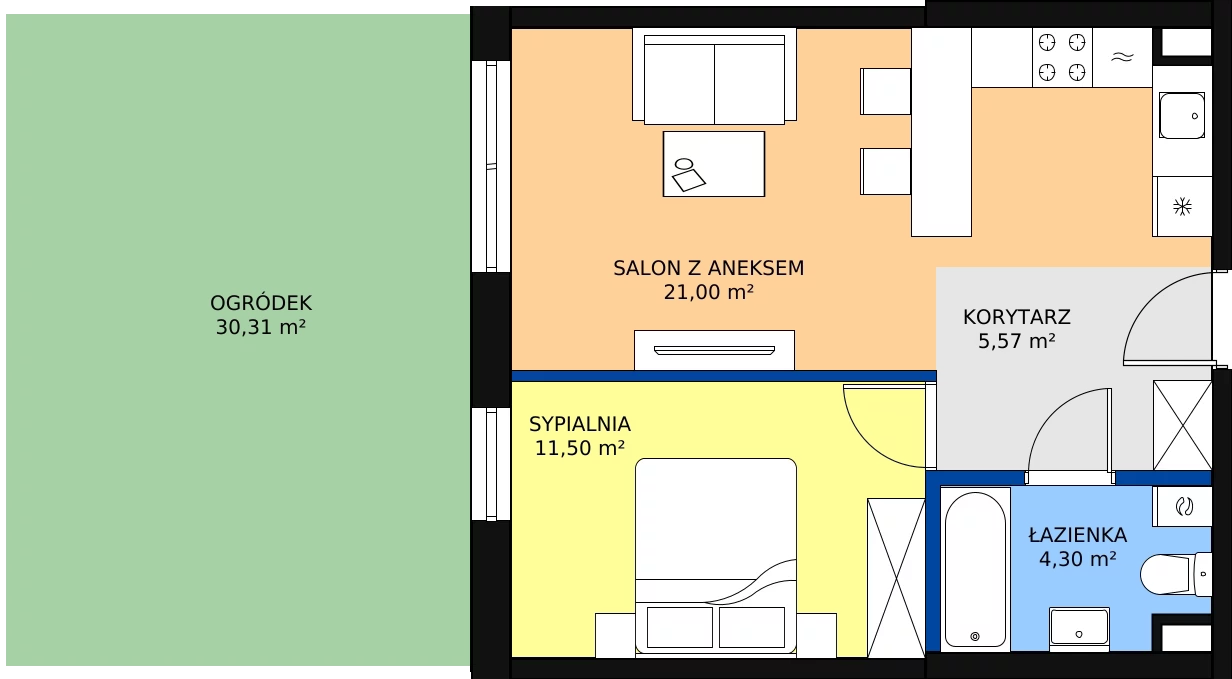 Zalety mieszkania 42.37 m², A26