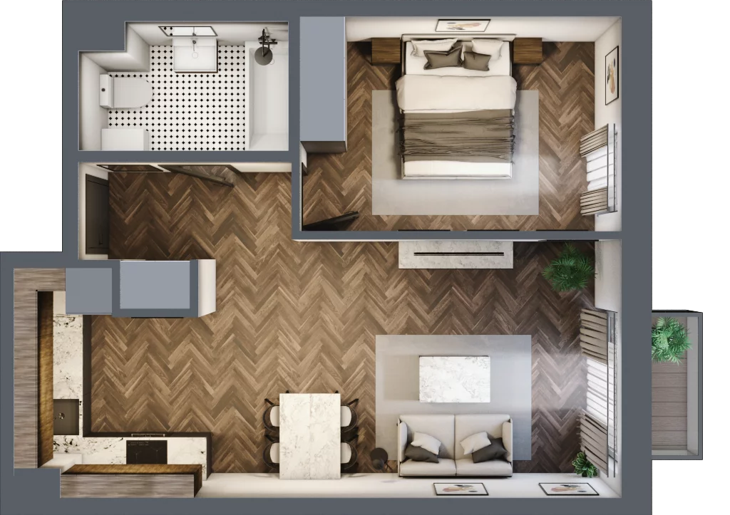 2 pokoje, mieszkanie 43,89 m², piętro 1, oferta nr A31, Augustówka Residence, Warszawa, Mokotów, Augustówka, ul. Kostrzyńska 18