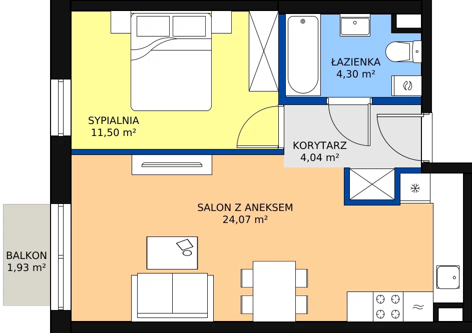 Zalety mieszkania 43.9 m², A32