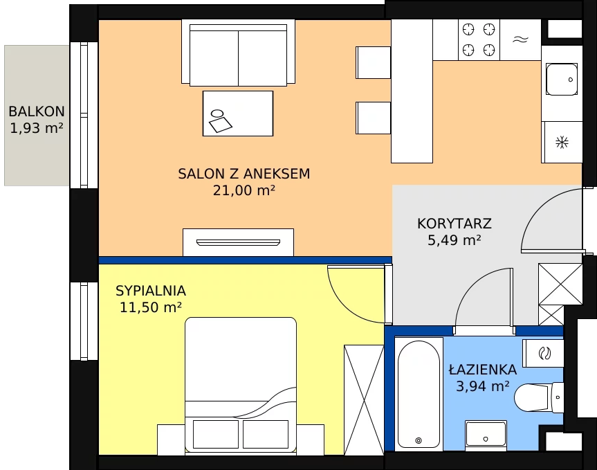 Zalety apartamentu 41.94 m², A42