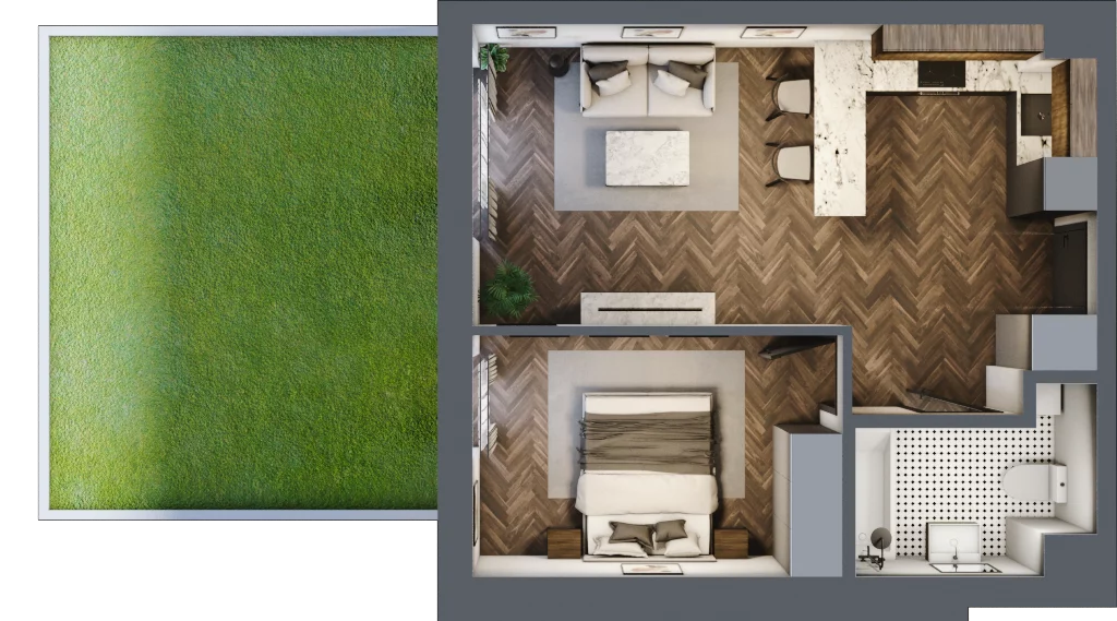 1 pokój, apartament 41,81 m², parter, oferta nr B2, Augustówka Residence, Warszawa, Mokotów, Augustówka, ul. Kostrzyńska 18