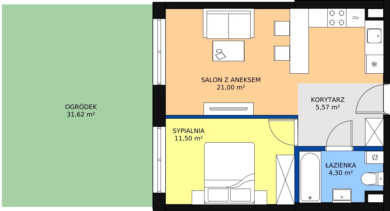 Zalety mieszkania 42.37 m², B4