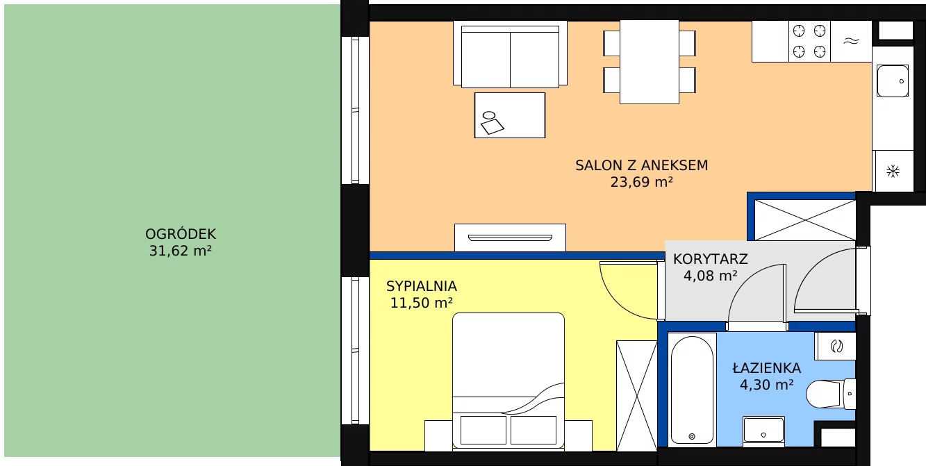 Zalety mieszkania 43.57 m², B5