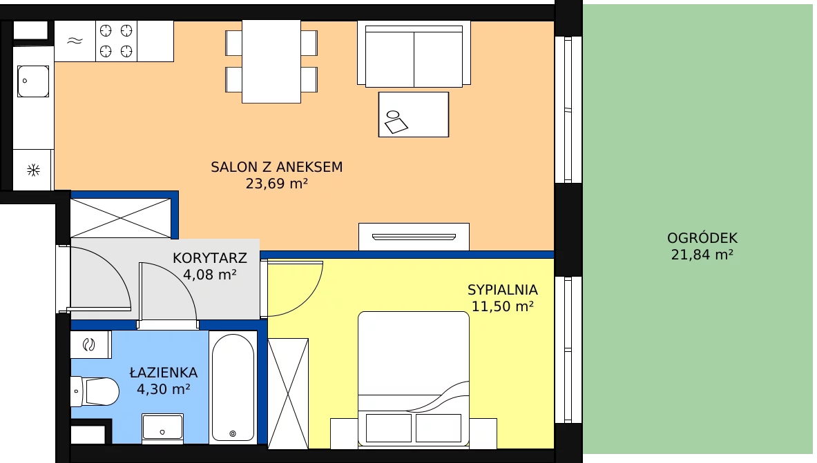 Zalety mieszkania 43.57 m², B6