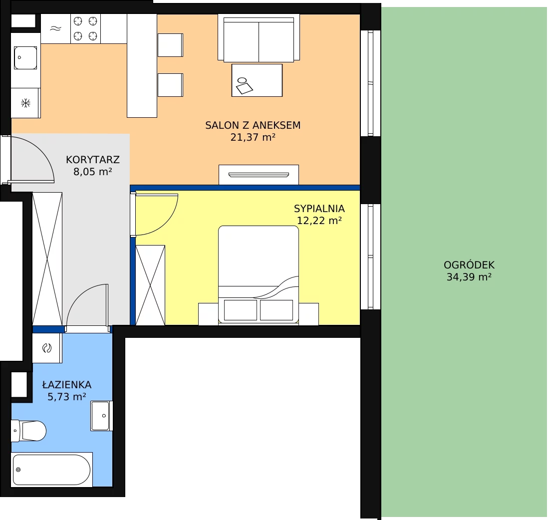 Zalety mieszkania 47.39 m², B7