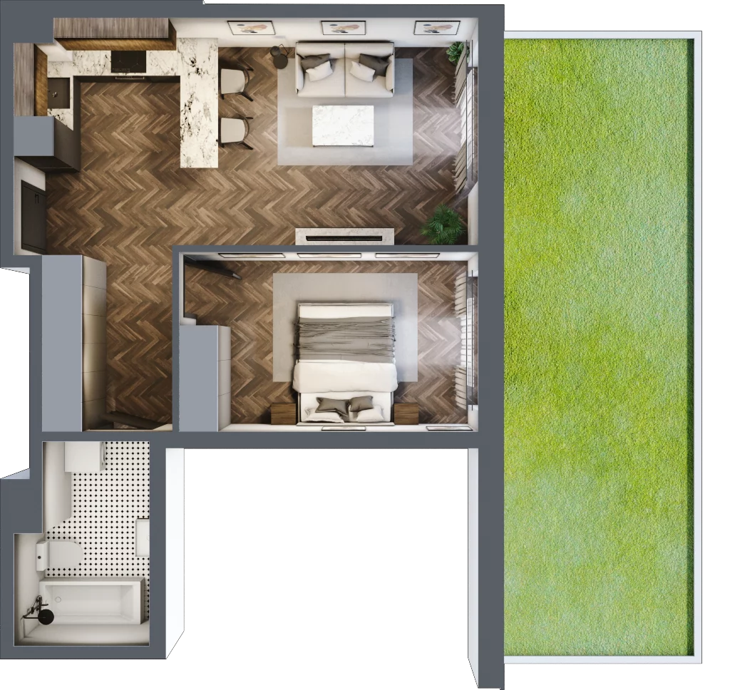 2 pokoje, mieszkanie 47,39 m², parter, oferta nr B7, Augustówka Residence, Warszawa, Mokotów, Augustówka, ul. Kostrzyńska 18