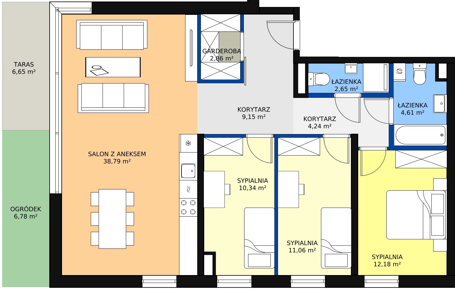 Zalety apartamentu 95.85 m², B9