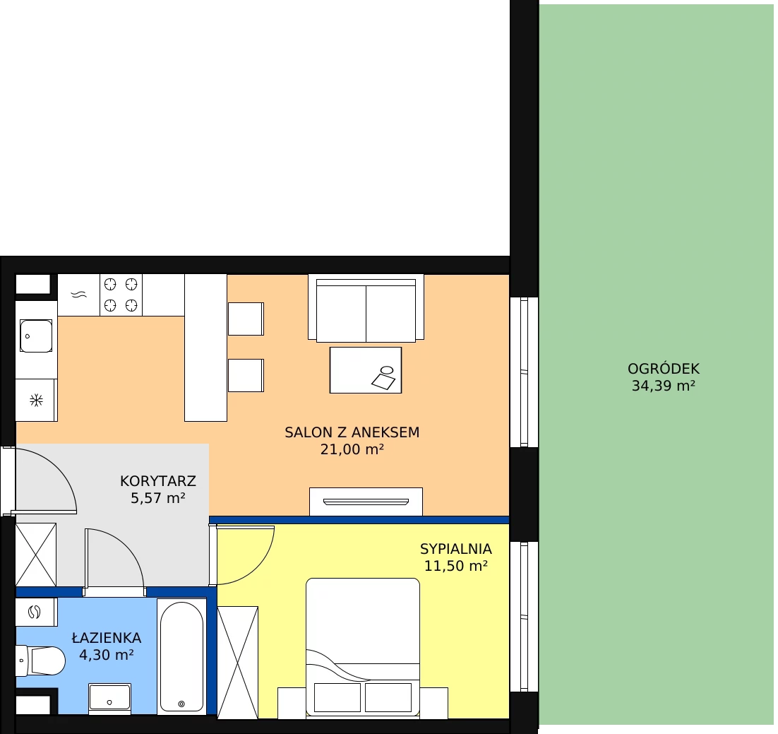 Zalety mieszkania 42.37 m², B23