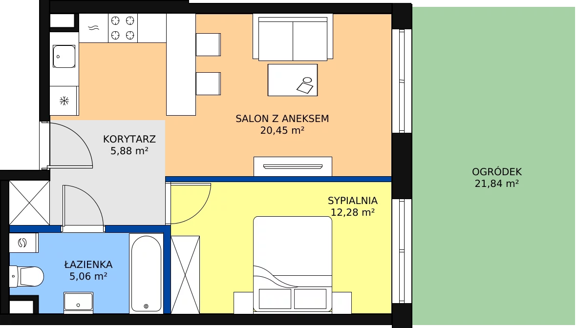 Zalety mieszkania 43.44 m², B24