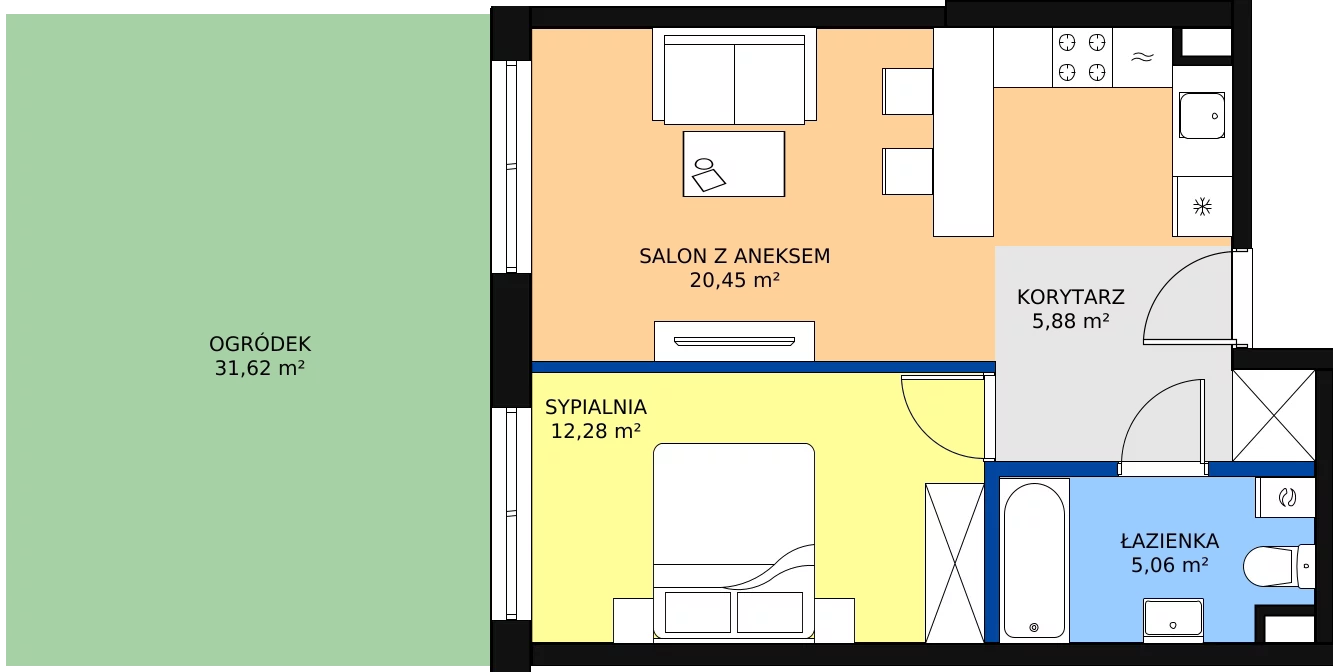 Zalety mieszkania 43.44 m², B25