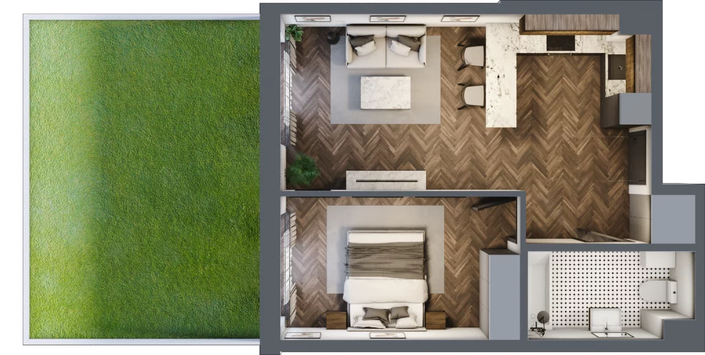 2 pokoje, mieszkanie 43,44 m², parter, oferta nr B25, Augustówka Residence, Warszawa, Mokotów, Augustówka, ul. Kostrzyńska 18